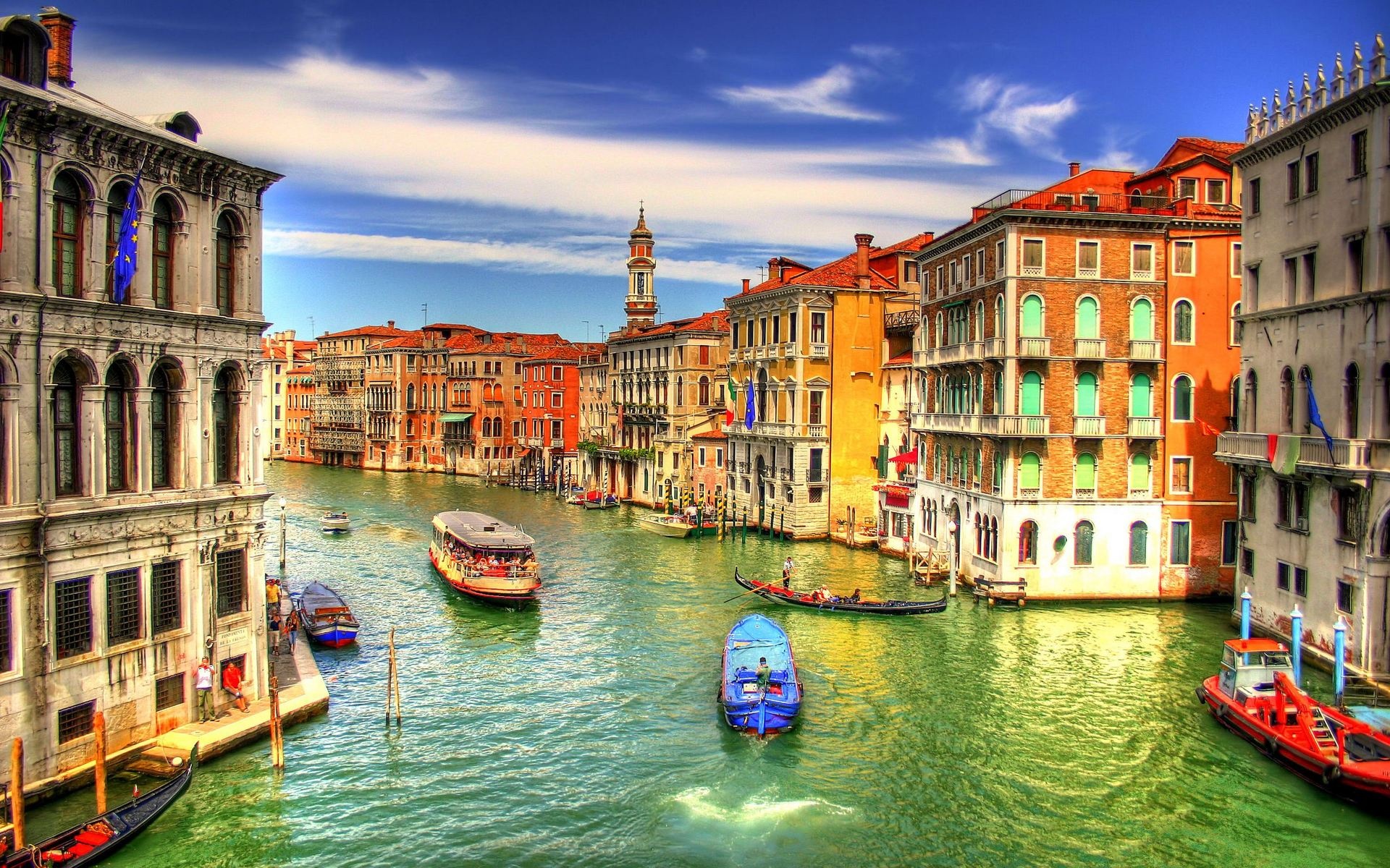 Venice, Venetian masks, Grand Canal, Sun-kissed architecture, 1920x1200 HD Desktop