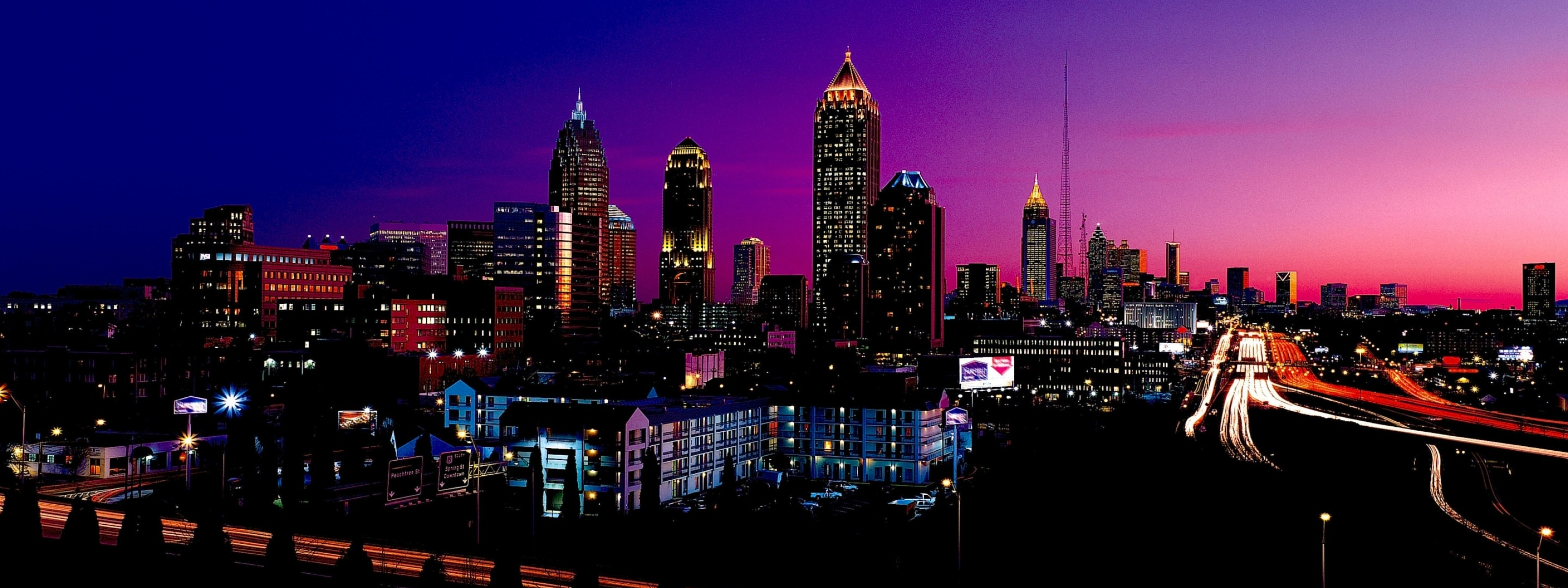 Night Skyline, Travels, New York skyline, Dual monitor, 3200x1200 Dual Screen Desktop