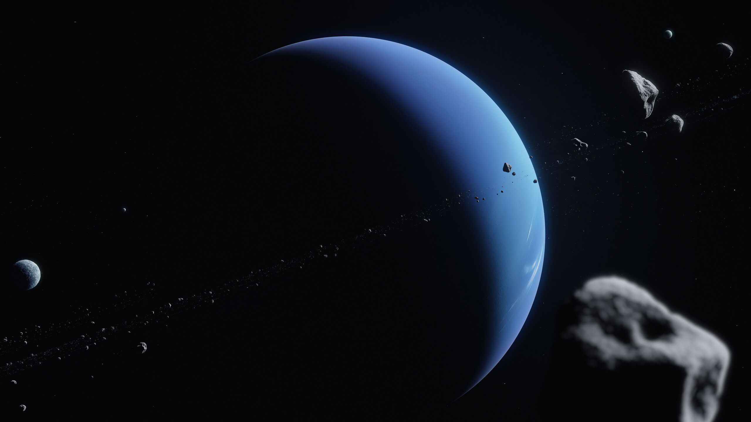 Asteroids, Neptune Wallpaper, 2560x1440 HD Desktop