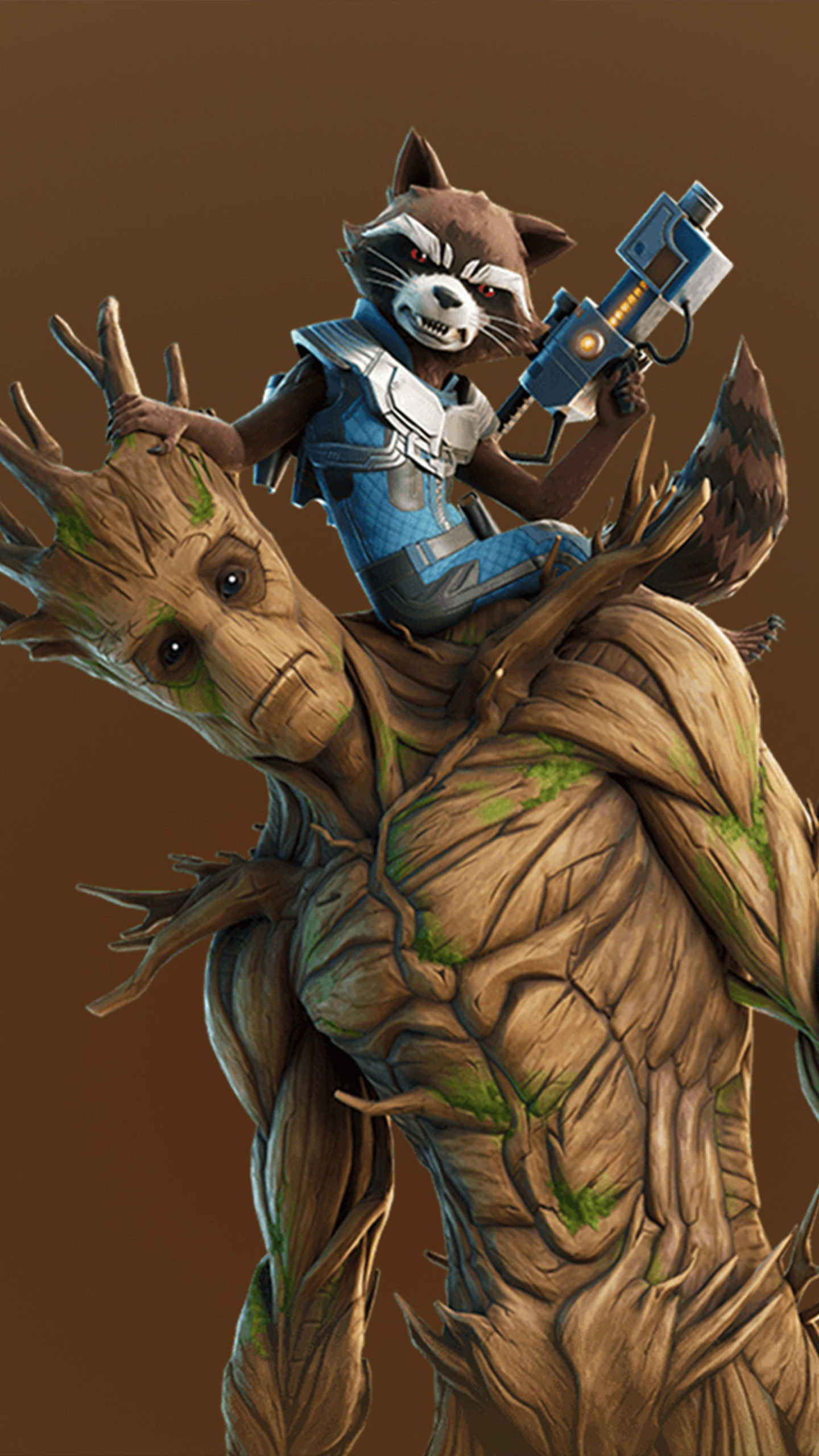 Groot and Rocket, Fortnite wallpaper, 4K Ultra HD, Mobile background, 1440x2560 HD Phone