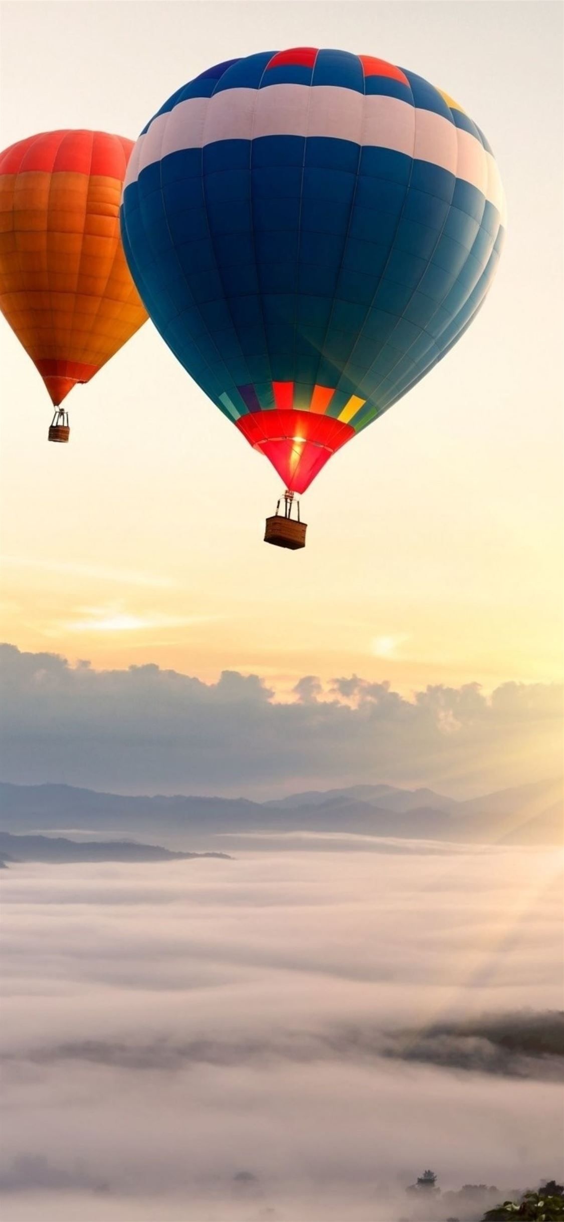 Hot air balloons mountains, Nature iPhone wallpaper, Mountain landscape, Serene scenery, 1130x2440 HD Phone