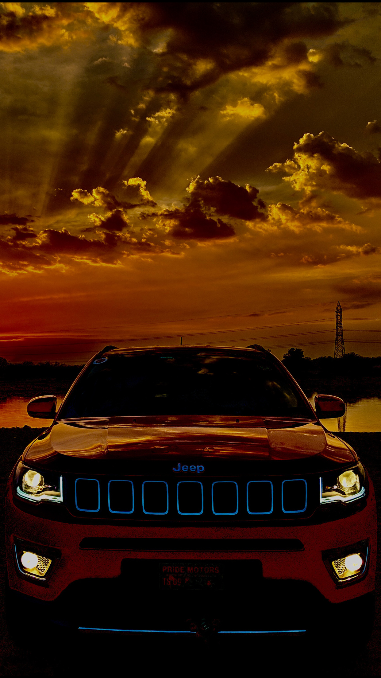 Sun Rays, Jeep Compass Wallpaper, 1250x2210 HD Phone