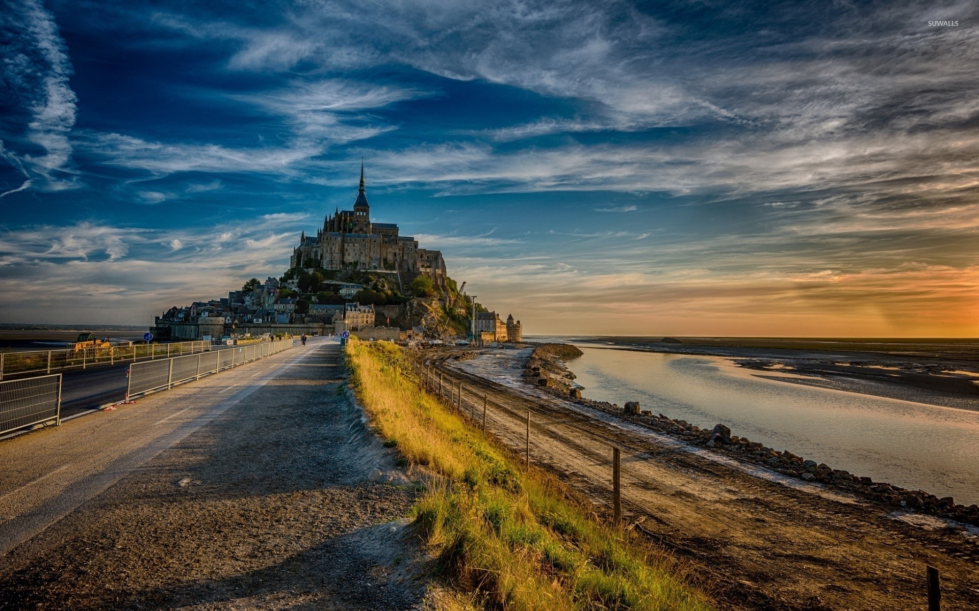 Mont Saint Michel, Travels, Sunset, Wallpaper, 1920x1200 HD Desktop