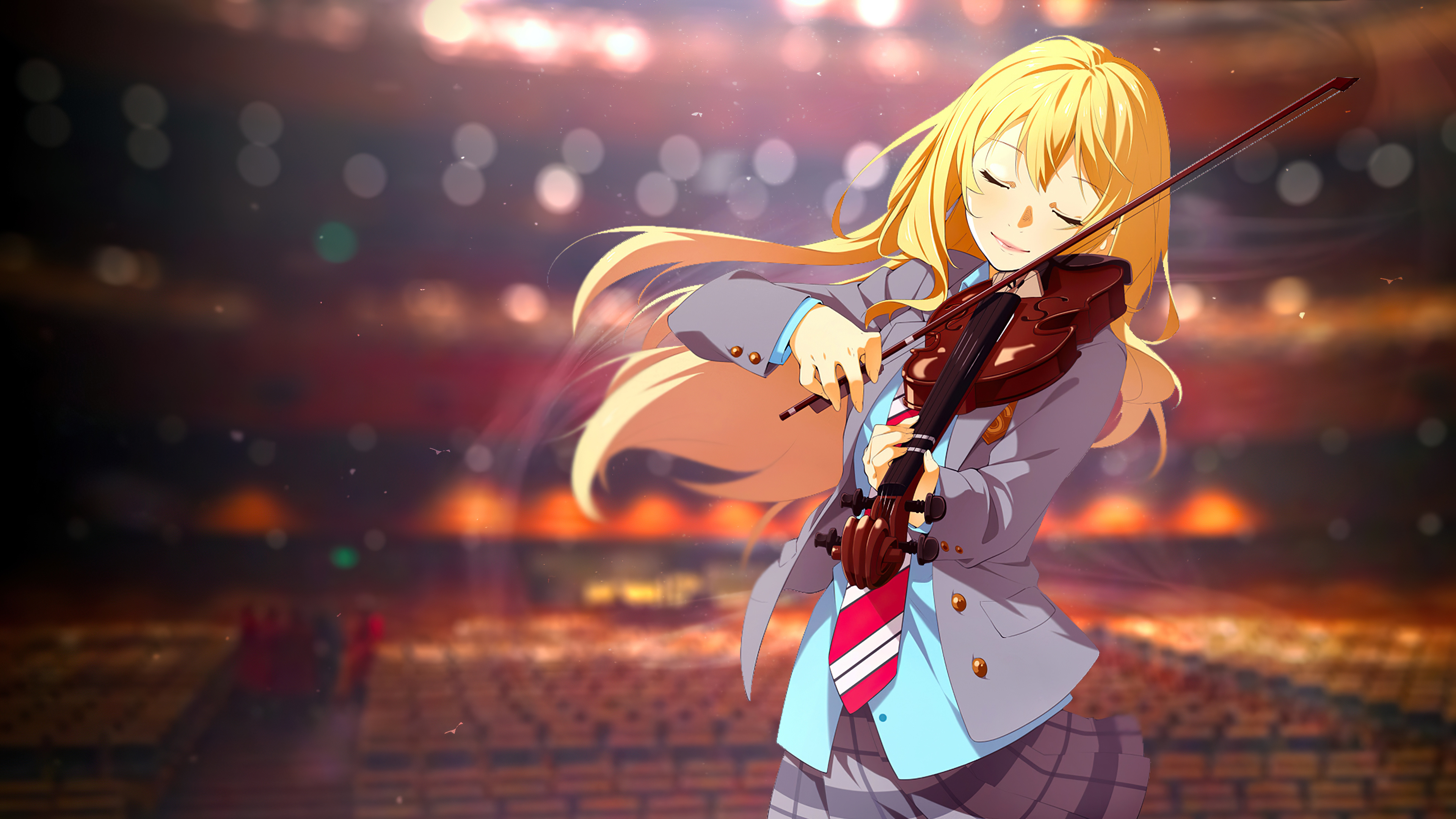 Shigatsu wa kimi no uso, Playing violin, Full HD laptop wallpaper, Captivating music, 3840x2160 4K Desktop