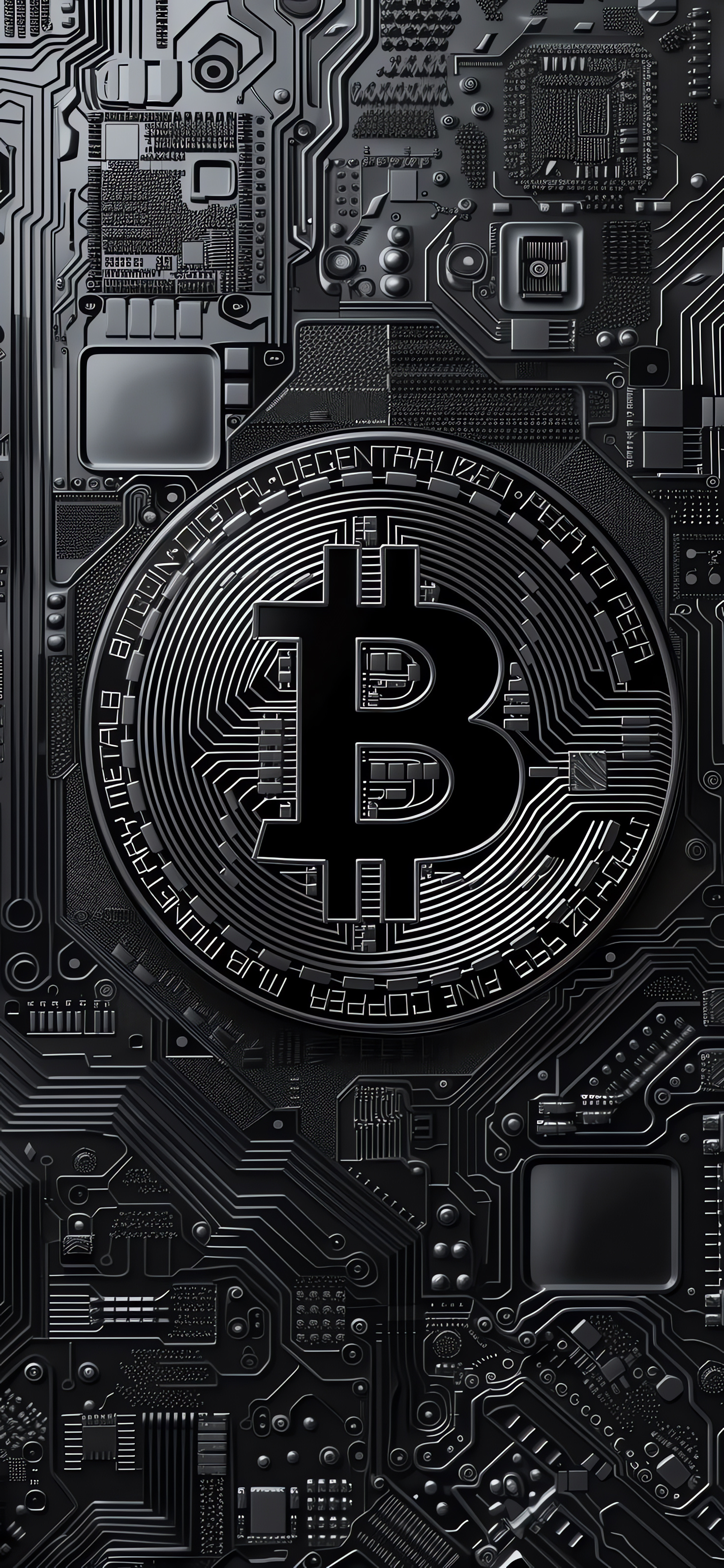 Bitcoin, Crypto, Monochrome, Digital Art, Phone Wallpaper, HD