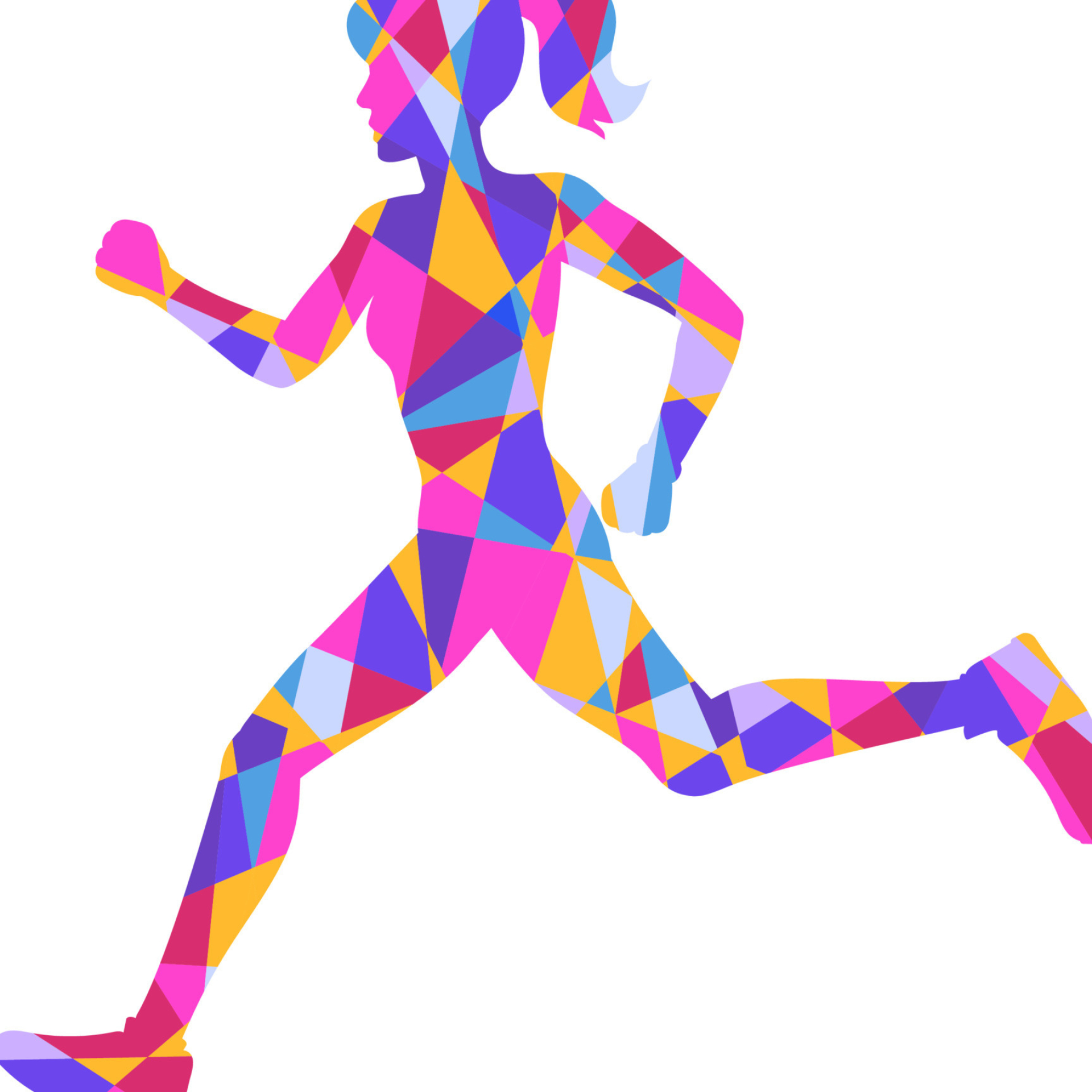 Marathon, Silhouette, Running girl, Healthy lifestyle, 1920x1920 HD Phone