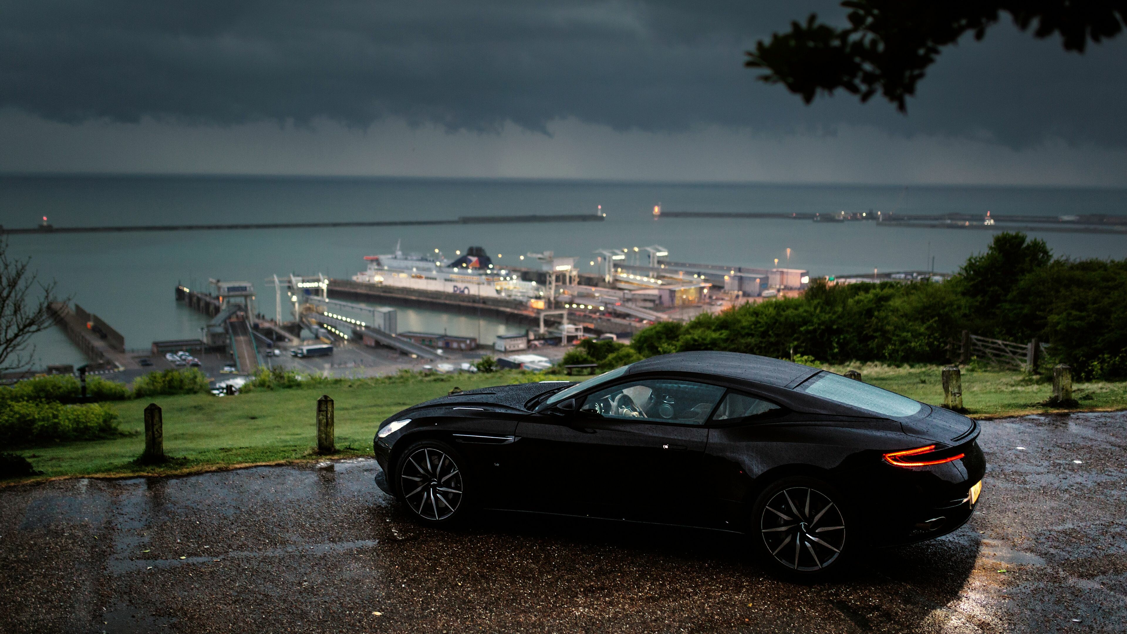 Aston Martin elegance, Rainy day luxury, Drenched in nature, Aston Martin power, 3840x2160 4K Desktop