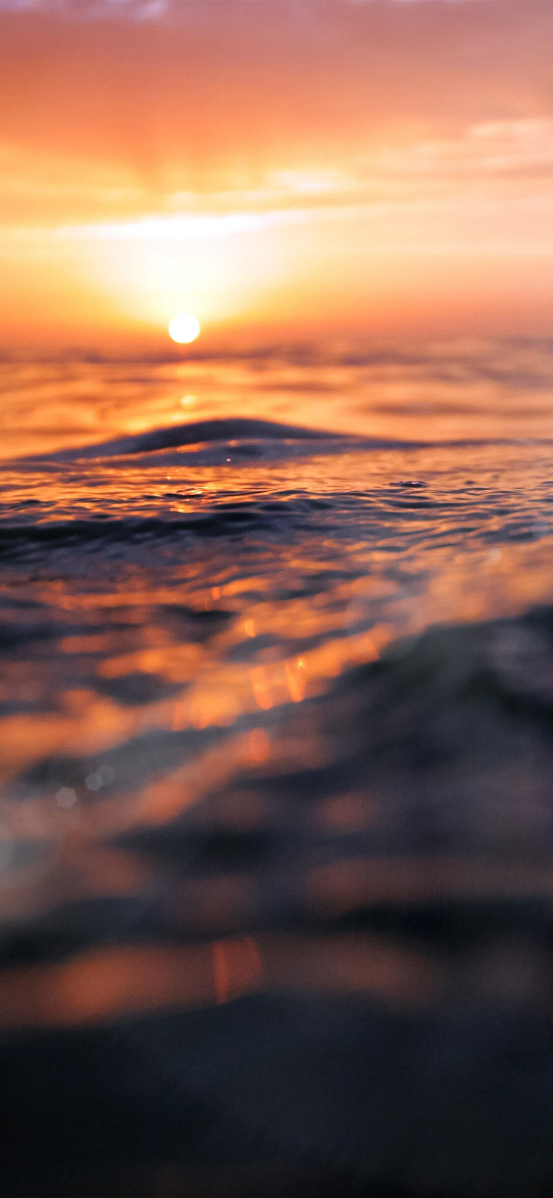 Sunset sea water, iPhone 11 beauty, Orange flare, Nature's tranquility, 1130x2440 HD Phone