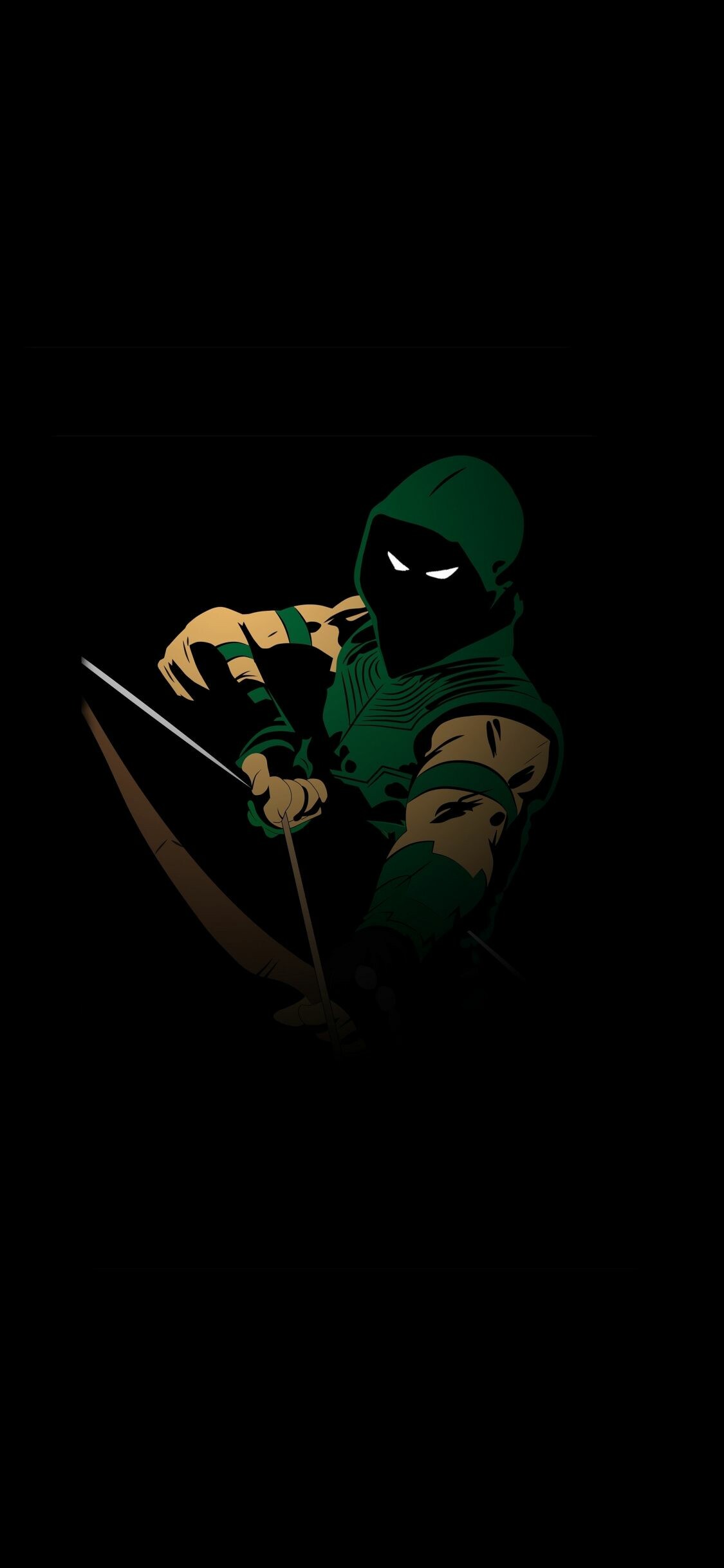 Green Arrow, Superheroic archer, Minimalist wallpaper, Symbol of justice, 1130x2440 HD Phone