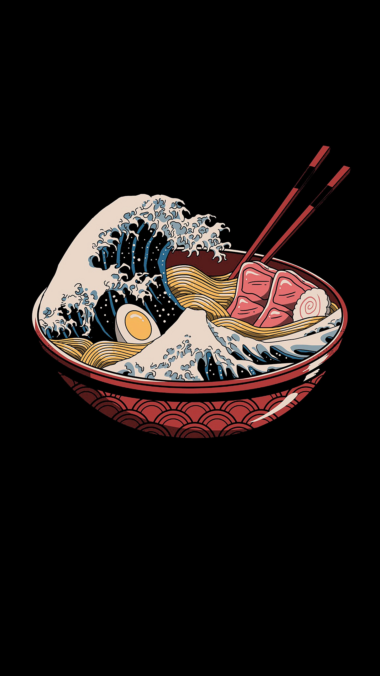 Great Wave of Ramen, Great Wave off Kanagawa Wallpaper, 1440x2560 HD Phone