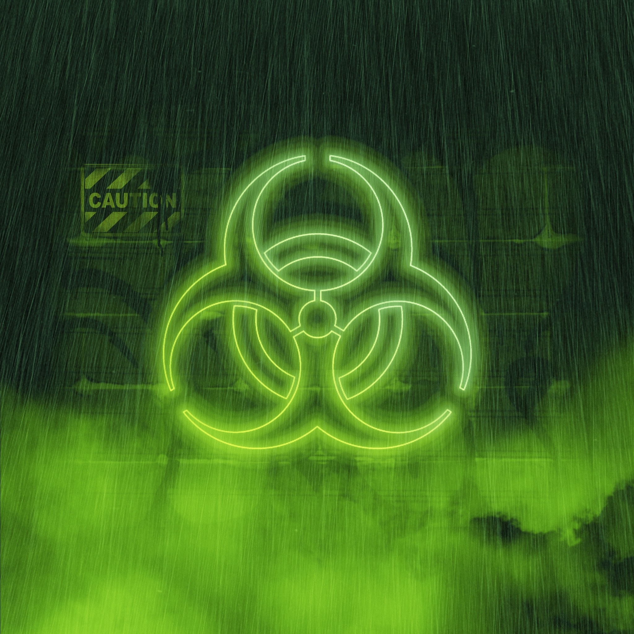 Neon, Green Biohazard Wallpaper, 2050x2050 HD Phone