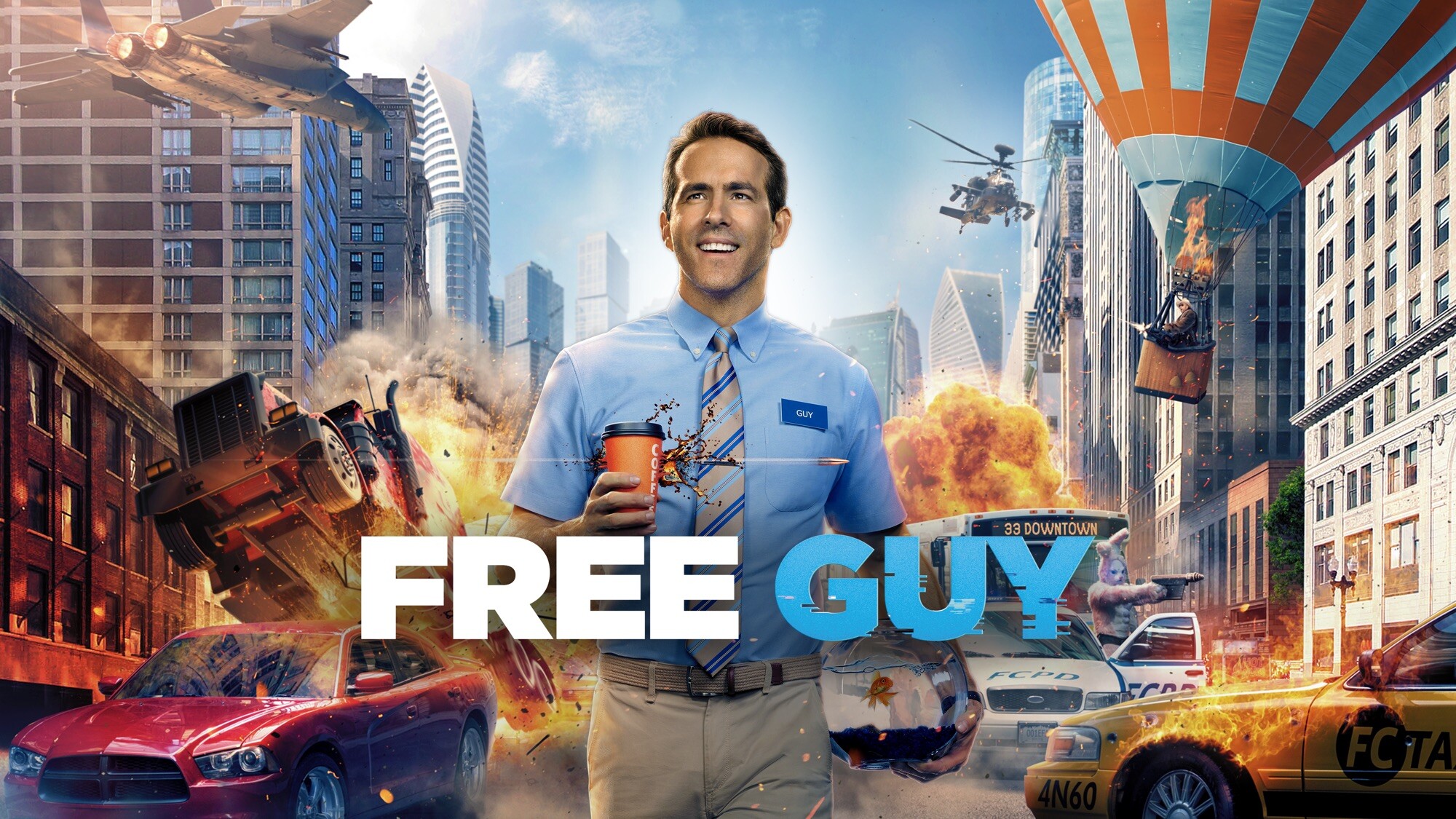 Free Guy movie, Exciting adventure, Ryan Reynolds, Action-packed, 2000x1130 HD Desktop