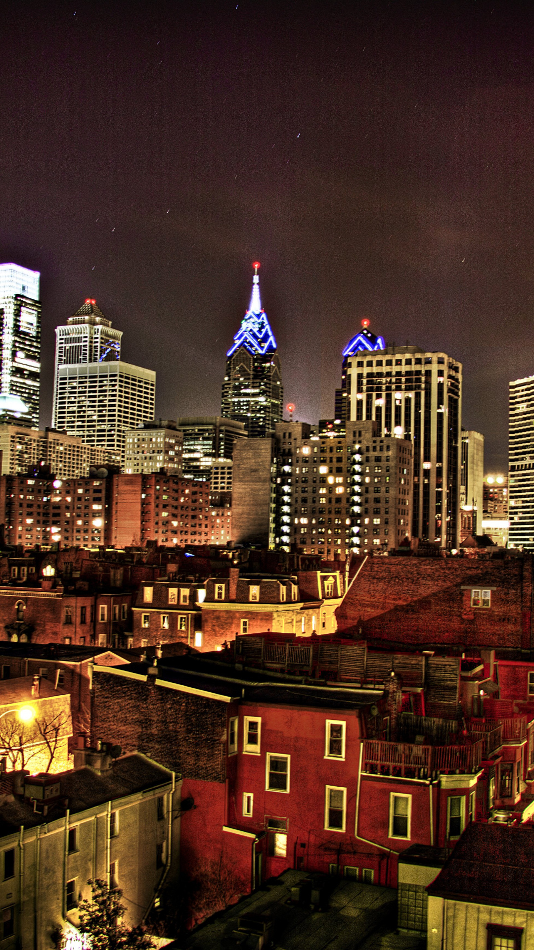 Pennsylvania travels, Downtown Philadelphia, Night offices, Storehouses, 1080x1920 Full HD Phone