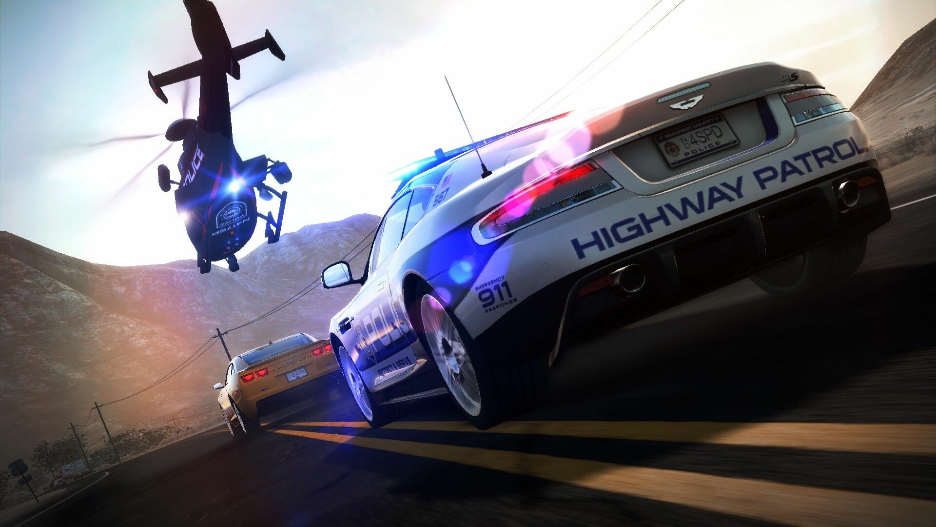 NFS Hot Pursuit, Adrenaline-fueled races, Fast cars, Intense action, 1920x1080 Full HD Desktop