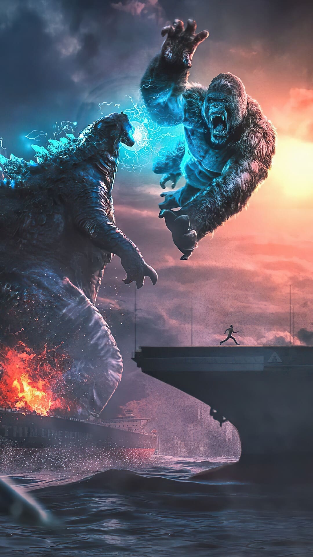 Godzilla vs Kong, Best backgrounds, Epic movie clash, Riveting visuals, 1080x1920 Full HD Phone