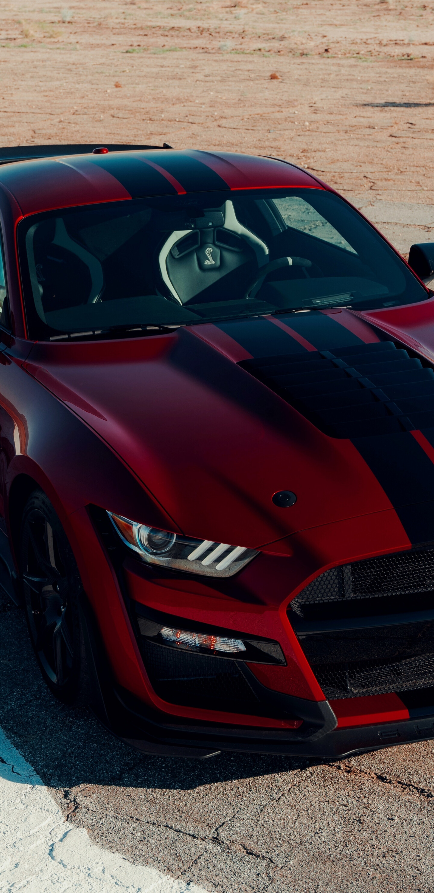 Ford Mustang, Shelby GT500, Muscle car, Blood red, 1440x2960 HD Phone