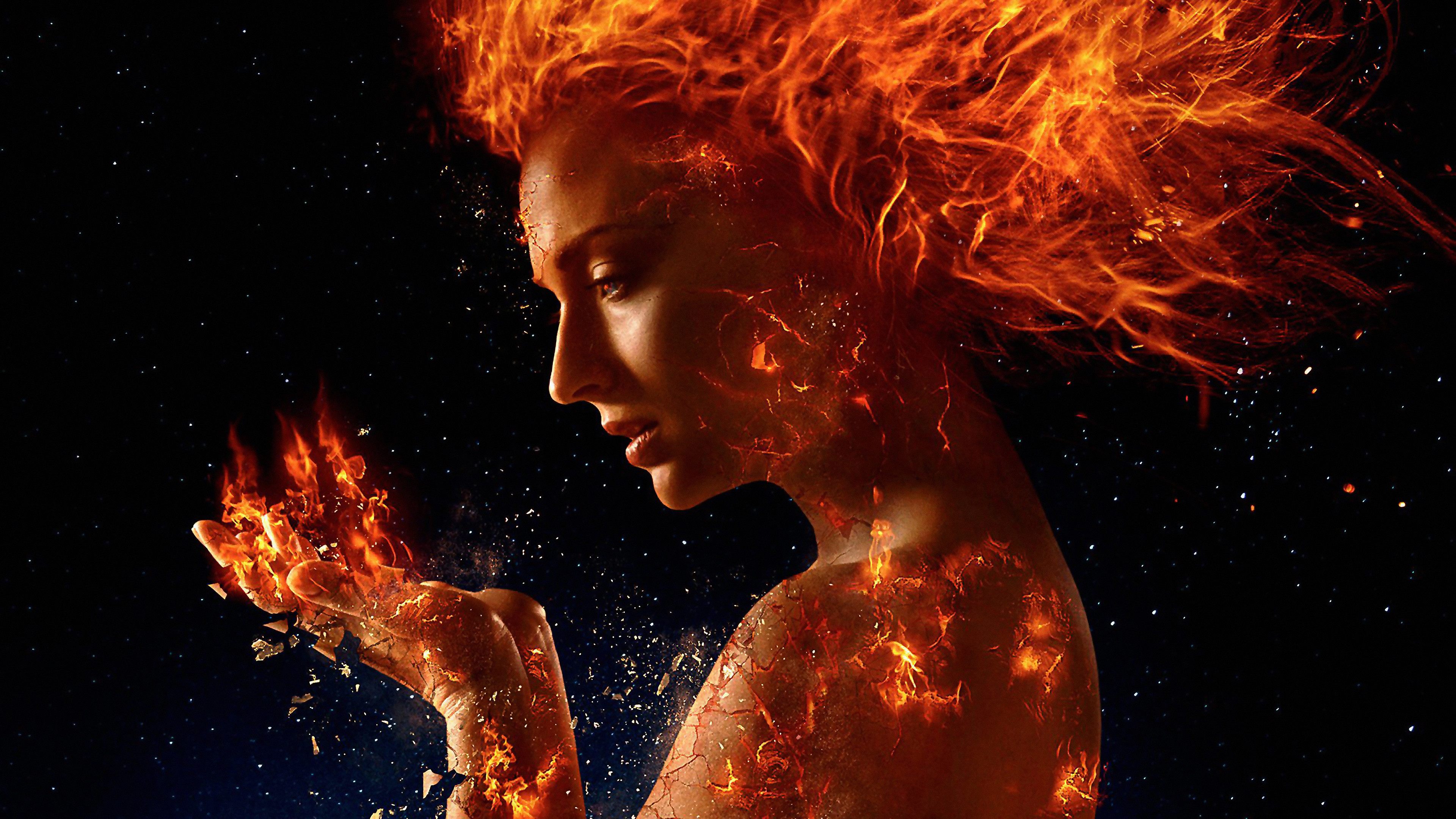 Sophie Turner, Phoenix, Dark Phoenix Jean Grey, 4k wallpaper, 3840x2160 4K Desktop