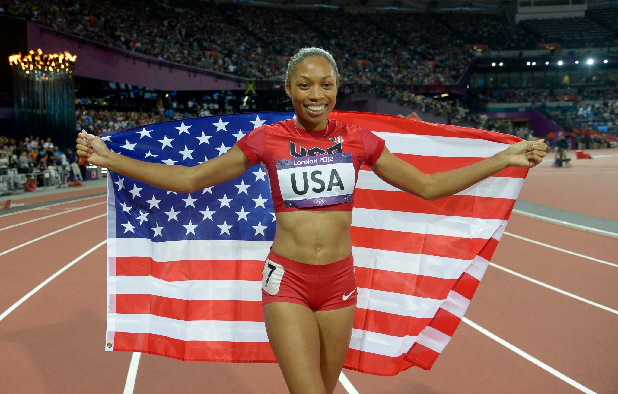 Allyson Felix, Jungle-themed image, Sprinter wallpaper, Track and field, 2050x1310 HD Desktop