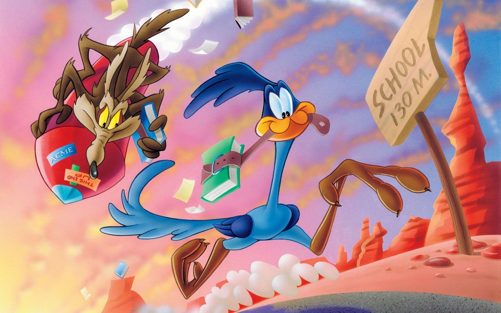 Coyote and Roadrunner, Legendary chase, Looney Tunes wallpaper, Memorable characters, 1920x1200 HD Desktop