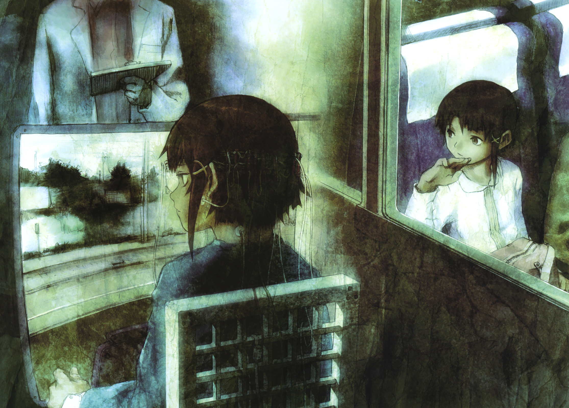 Serial Experiments Lain, Anime, Dark wallpapers, Mind-bending series, 2230x1600 HD Desktop