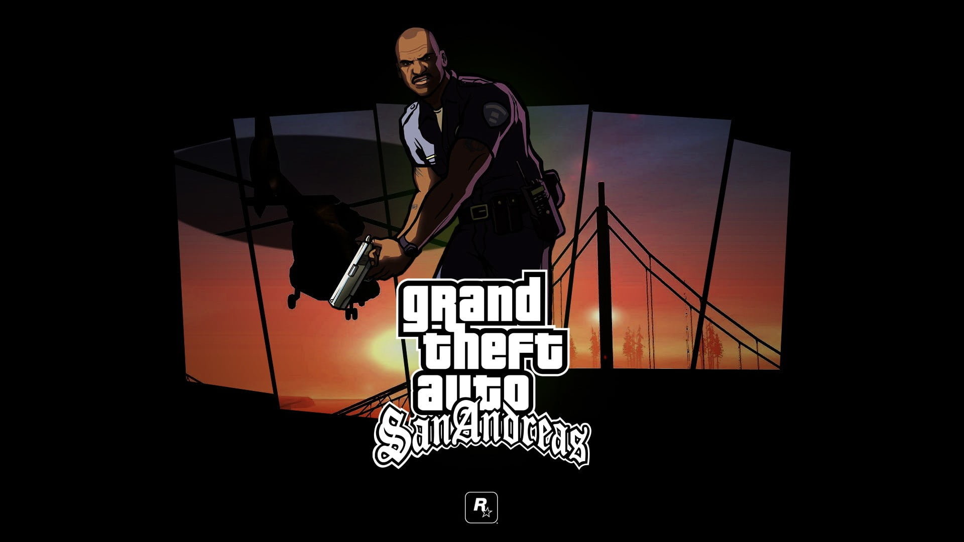 GTA: San Andreas, Black and white wall decor, Rockstar Games, PlayStation 2, 1920x1080 Full HD Desktop