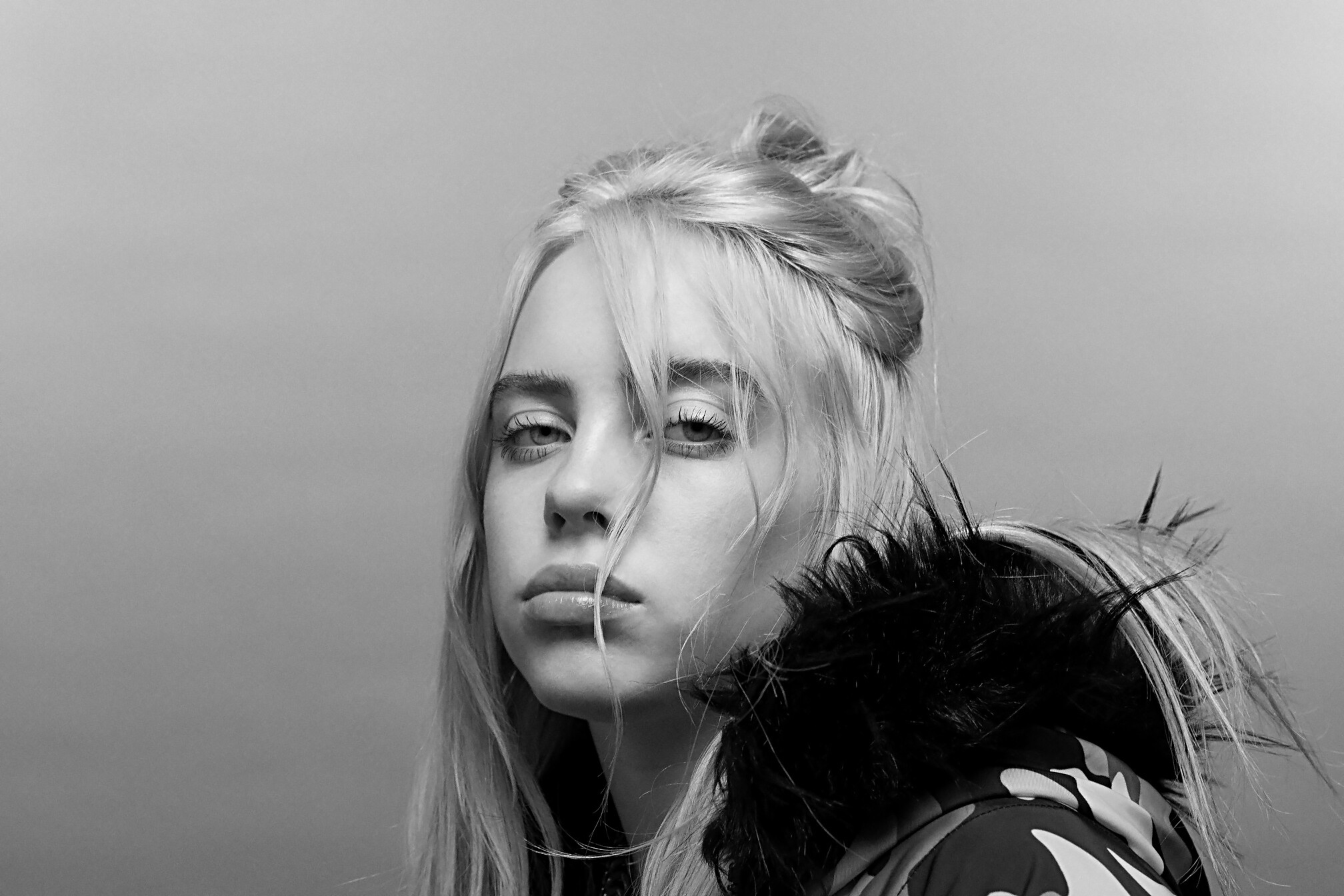 Billie Eilish, Gray scales wallpaper, Artistic background, Celeb beauty, 2020x1350 HD Desktop