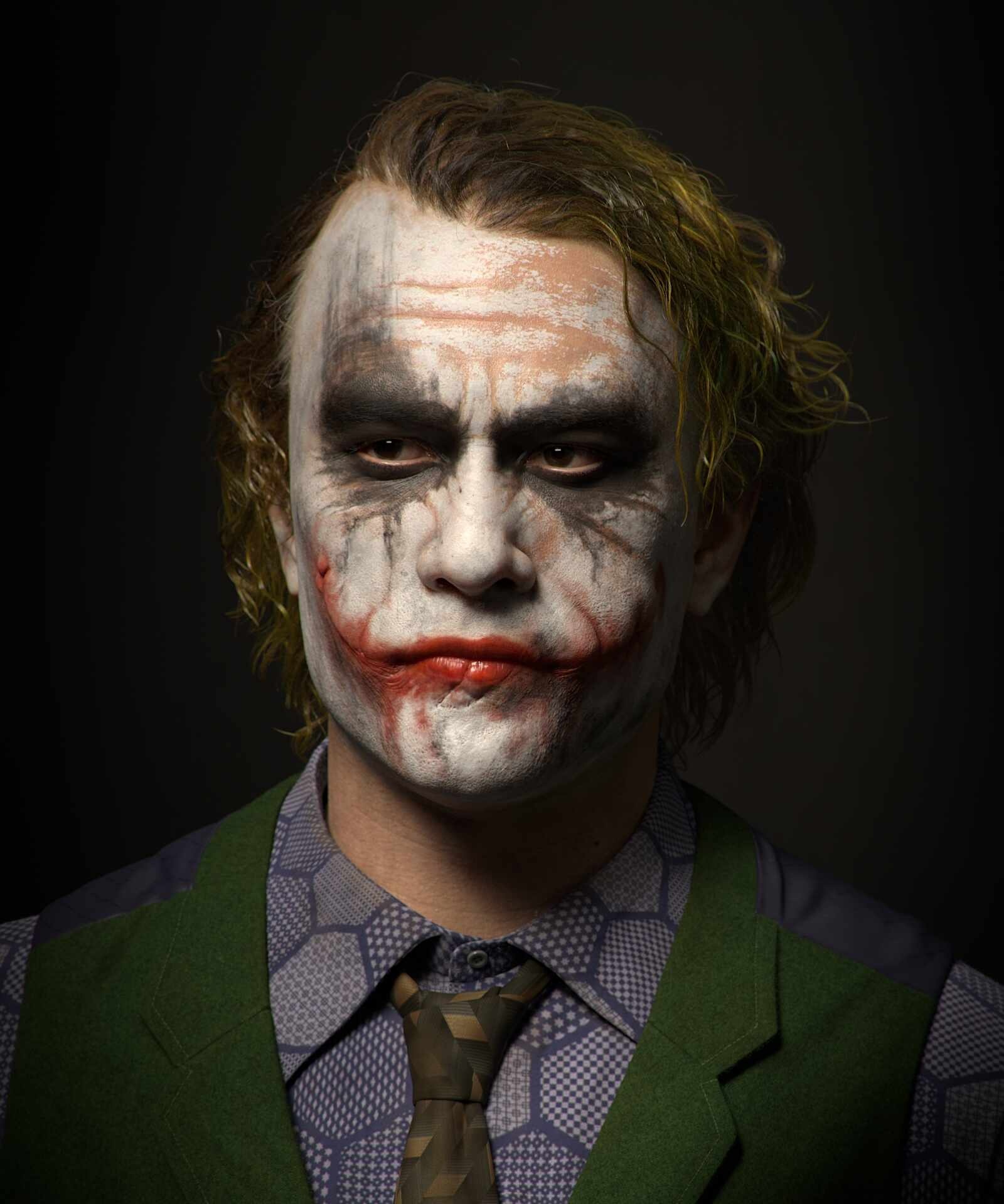 Artwork, Heath Ledger (Joker) Wallpaper, 1600x1920 HD Phone