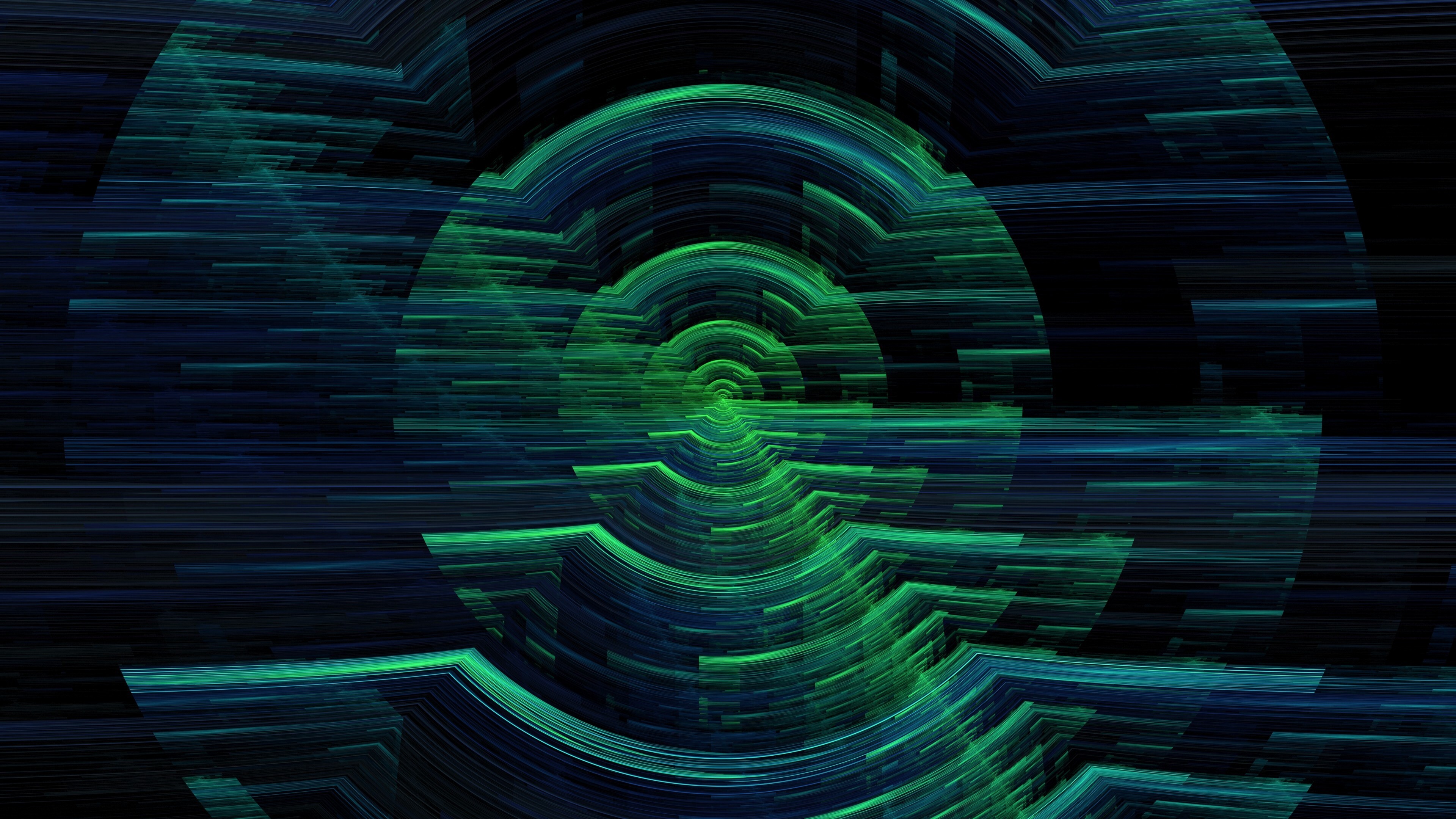 4K hologram circles glitch, Futuristic visuals, Technological distortion, Abstract art, 3840x2160 4K Desktop