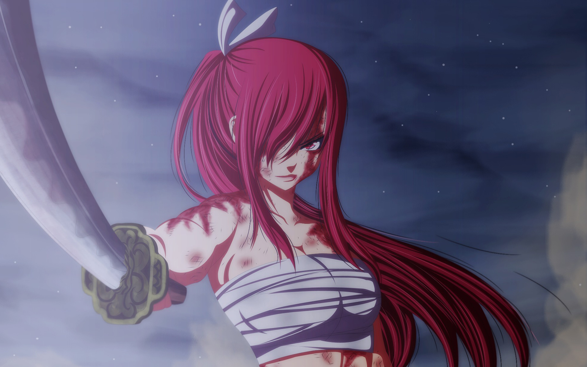 Erza Scarlet, Blood katana, Fairy Tail girl, Anime wallpaper, 1920x1200 HD Desktop