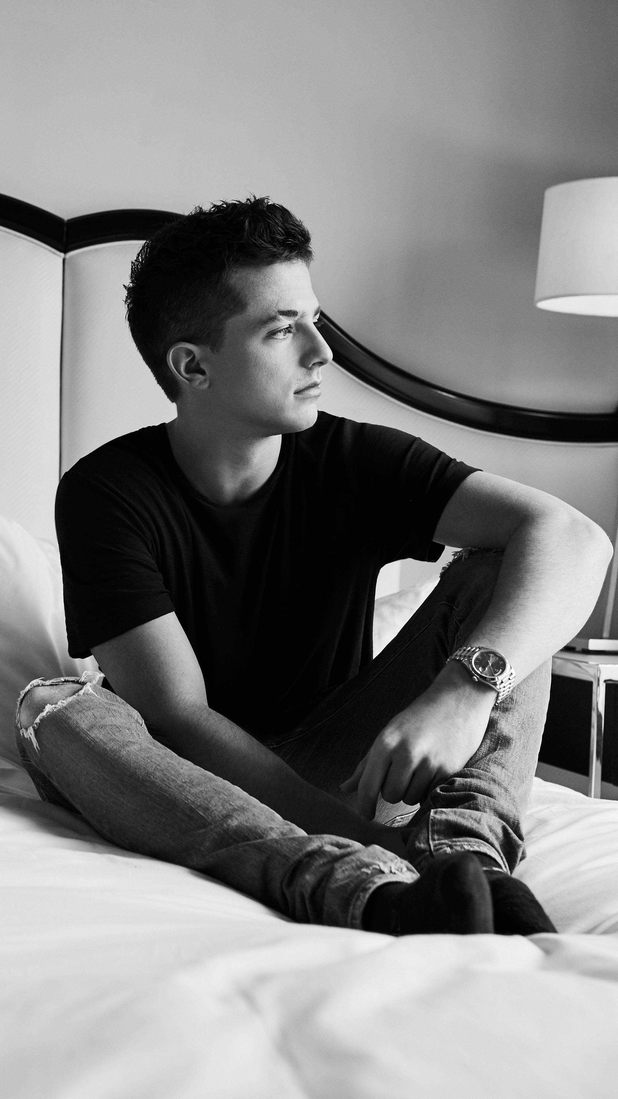 Charlie Puth monochrome, 5K 2018 wallpapers, Xperia backgrounds, Music artist, 2160x3840 4K Phone