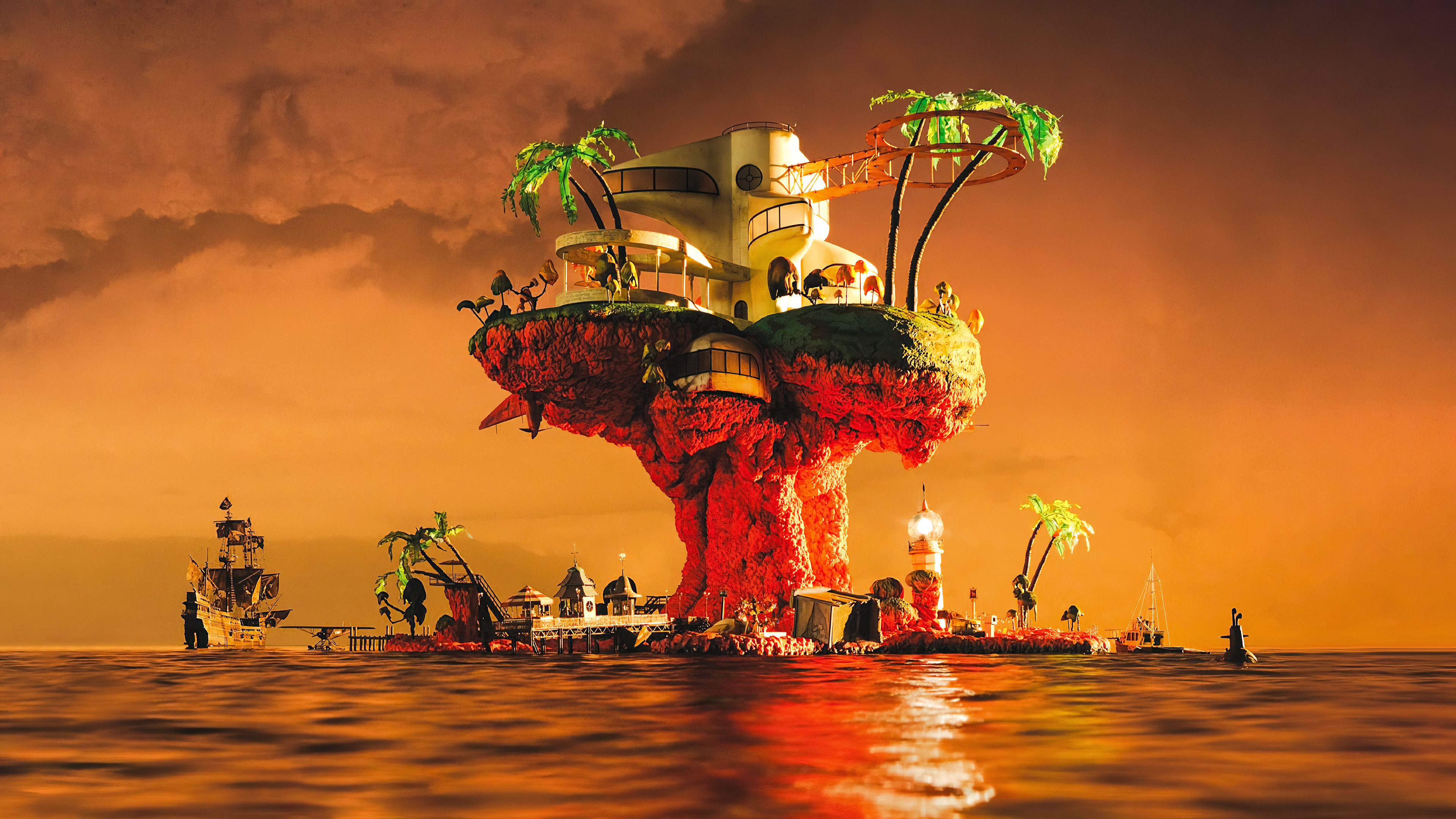 Gorillaz Plastic Beach, Unique wallpaper, 3840x2160 4K Desktop