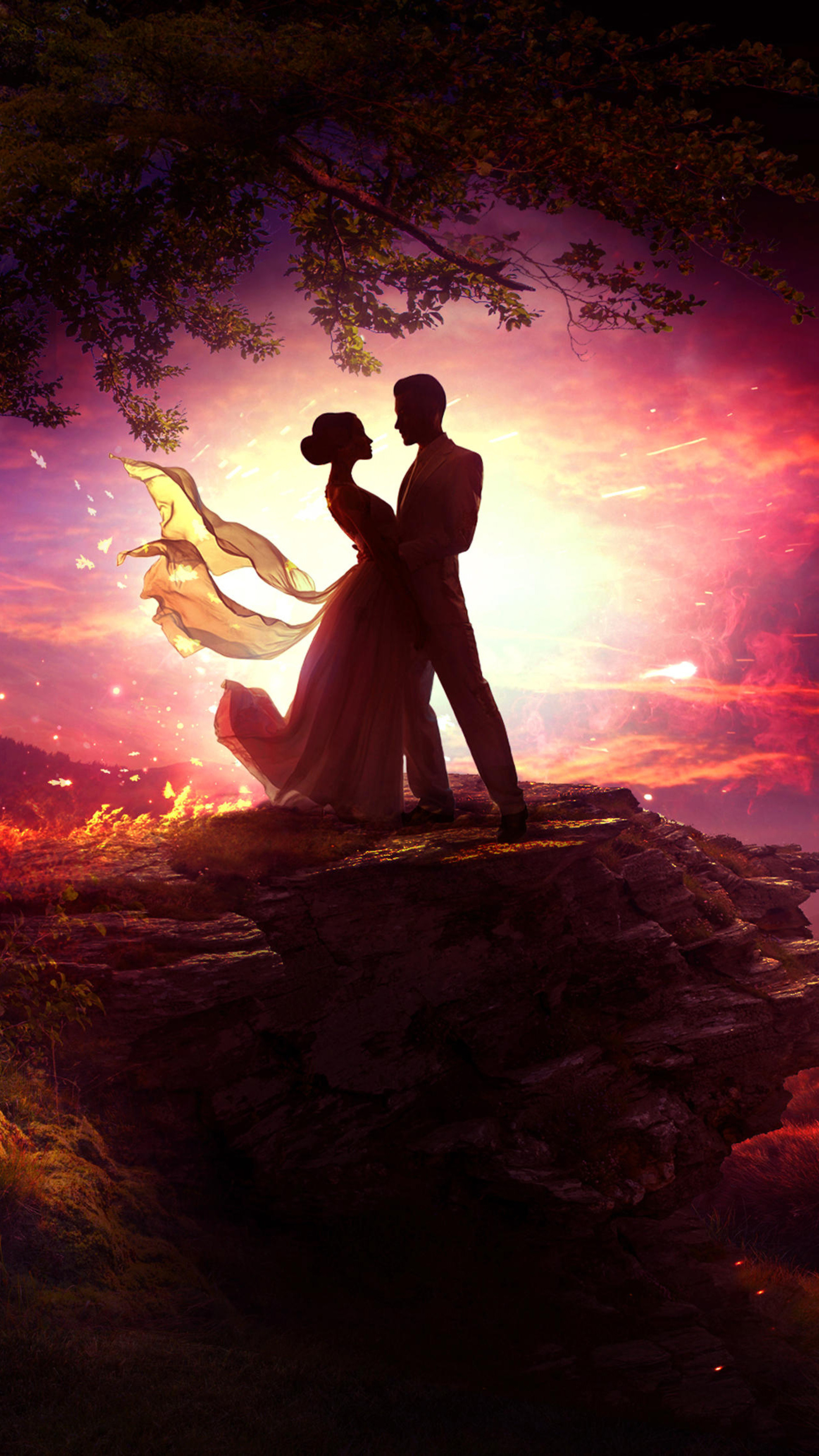 Dancing couple, Moonlight, HD wallpapers, Photos, 2160x3840 4K Phone