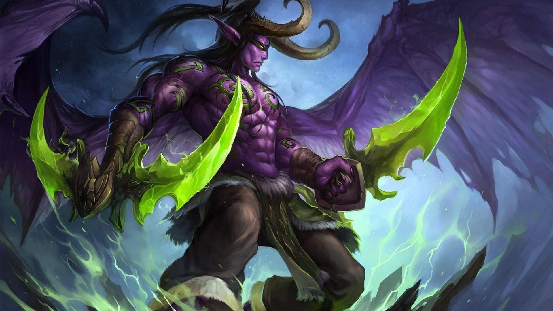 World of Warcraft, Illidan Stormrage, Artistic masterpiece, War-torn Azeroth, 1920x1080 Full HD Desktop