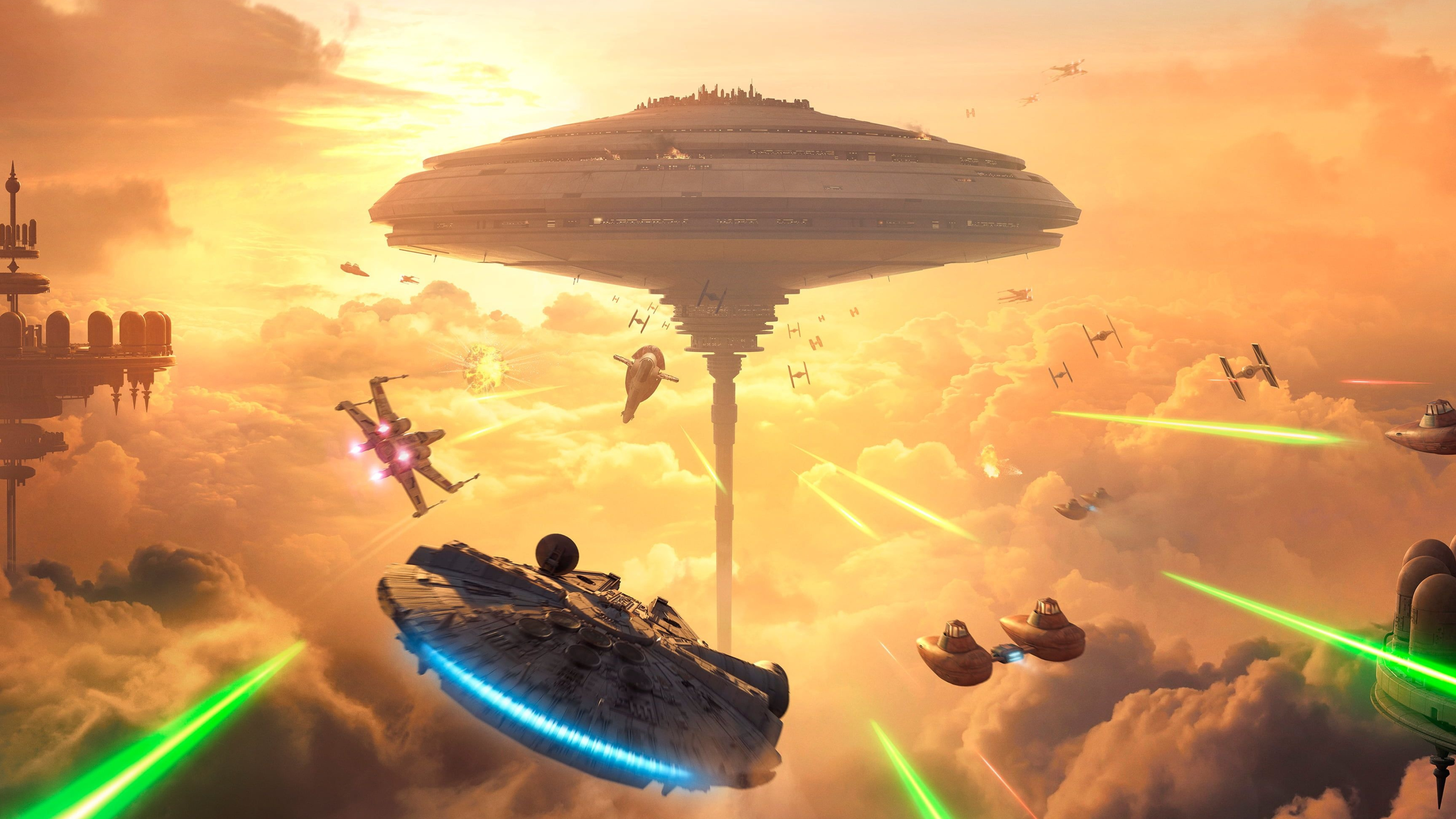 Cloud City, Millennium Falcon Wallpaper, 3840x2160 4K Desktop