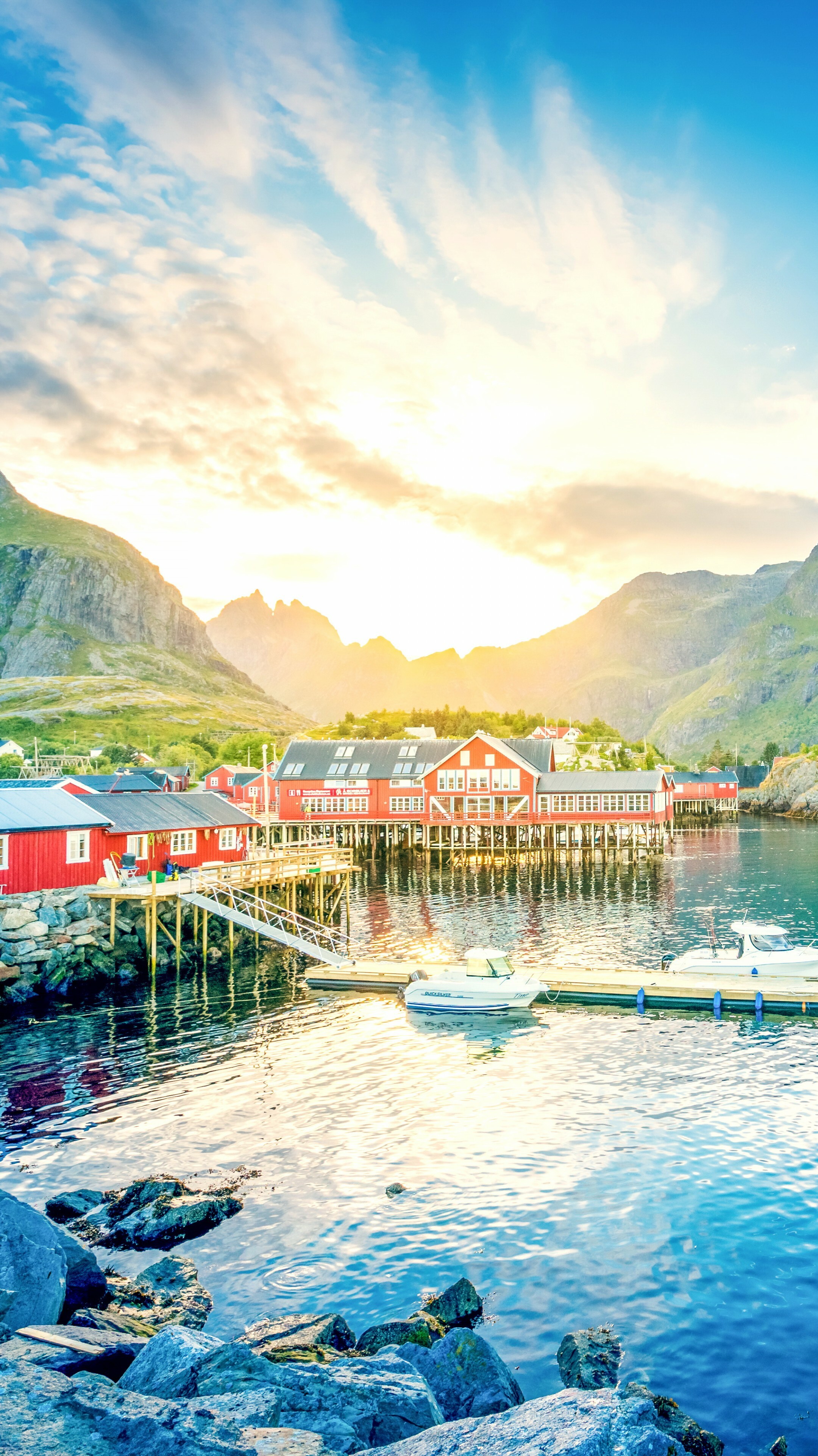 Lofoten's natural beauty, Majestic mountains, Peaceful lakeside, Mountain home, 2160x3840 4K Phone