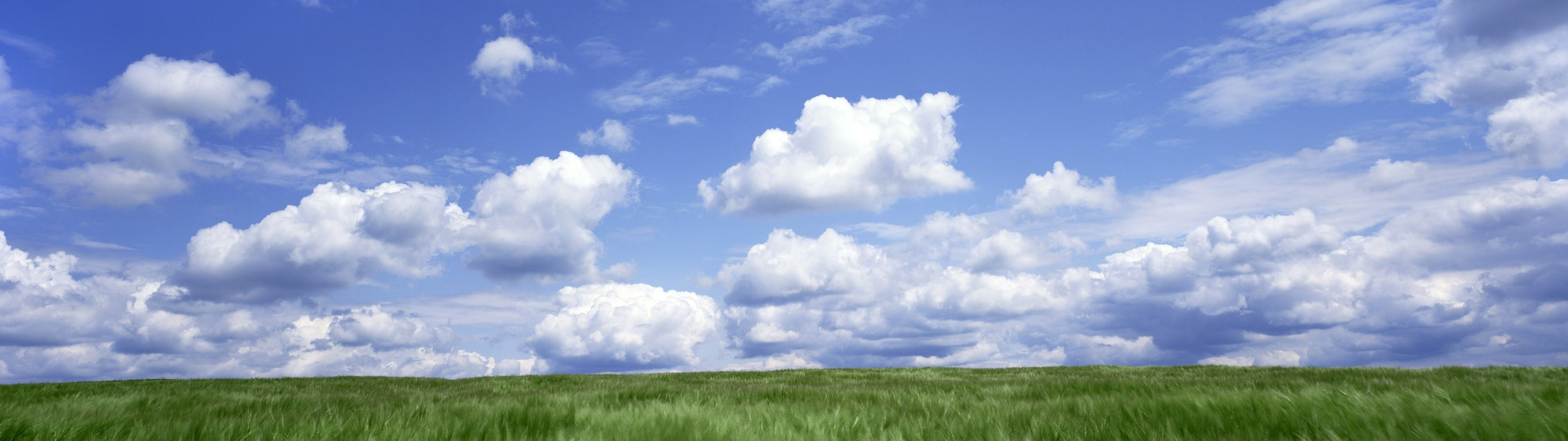 Sunlight landscape sky, Field clouds wind, Multiple display steppe, Prairie plain daytime, 3840x1080 Dual Screen Desktop