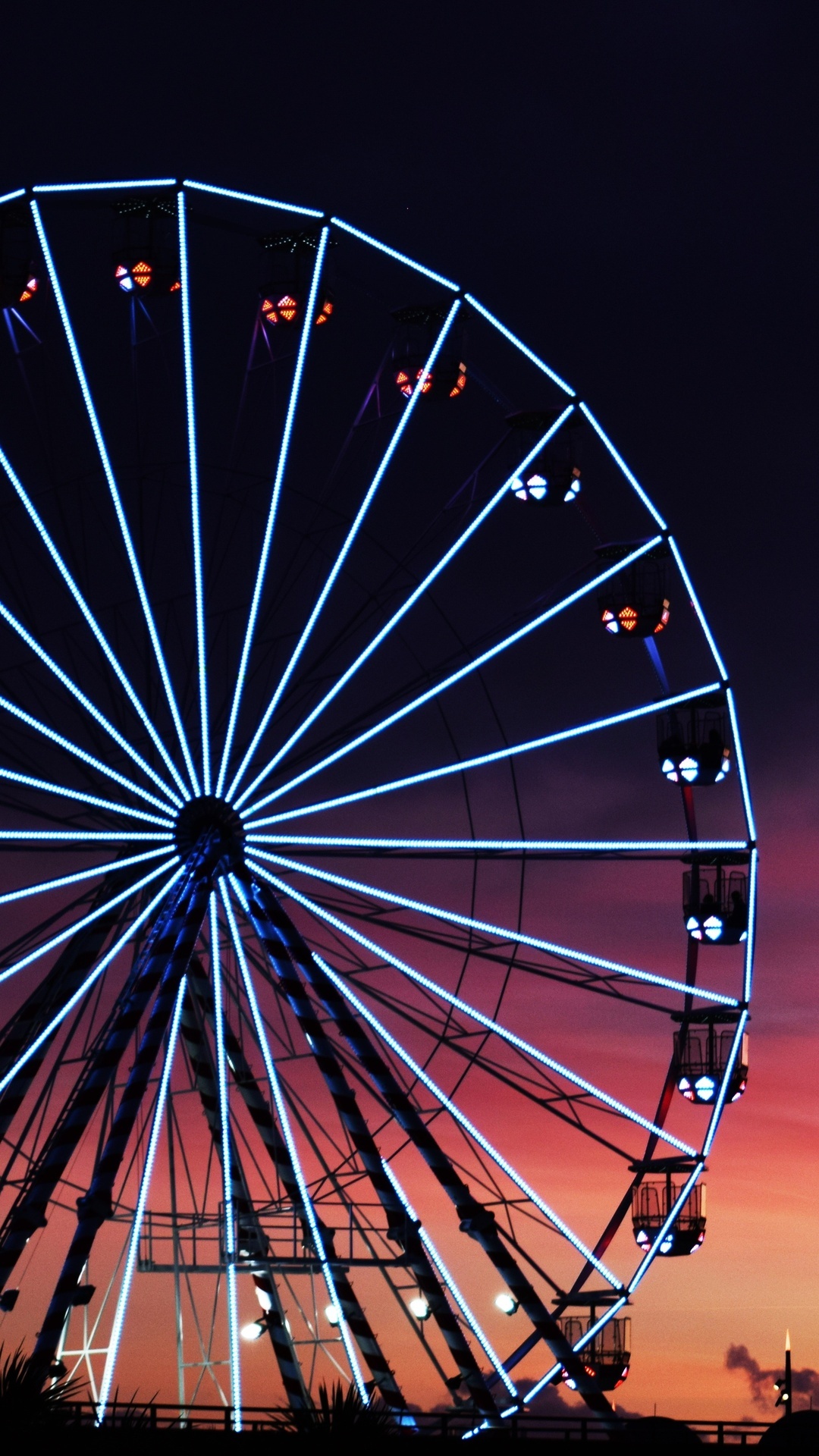 Ferris wheel, Sunset view, Dramatic clouds, Spectacular scenery, 1080x1920 Full HD Phone