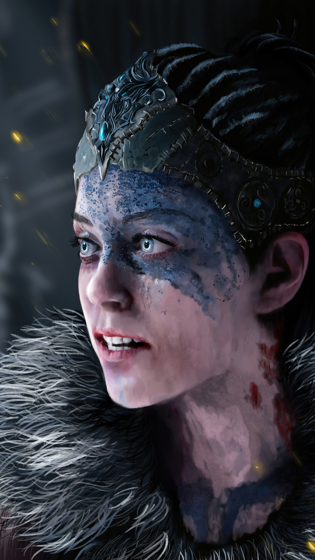 Hellblade, Senua, Dynamic protagonist, Intricate designs, 1080x1920 Full HD Phone