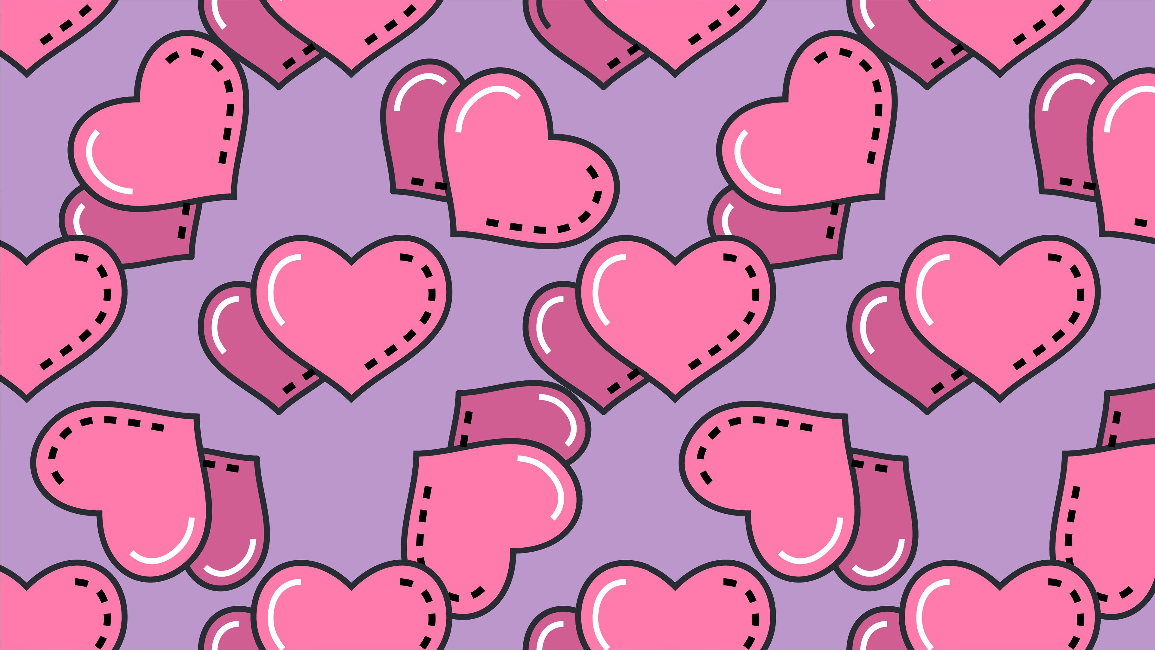 Hearts, Cute Pink Wallpaper, 3840x2160 4K Desktop