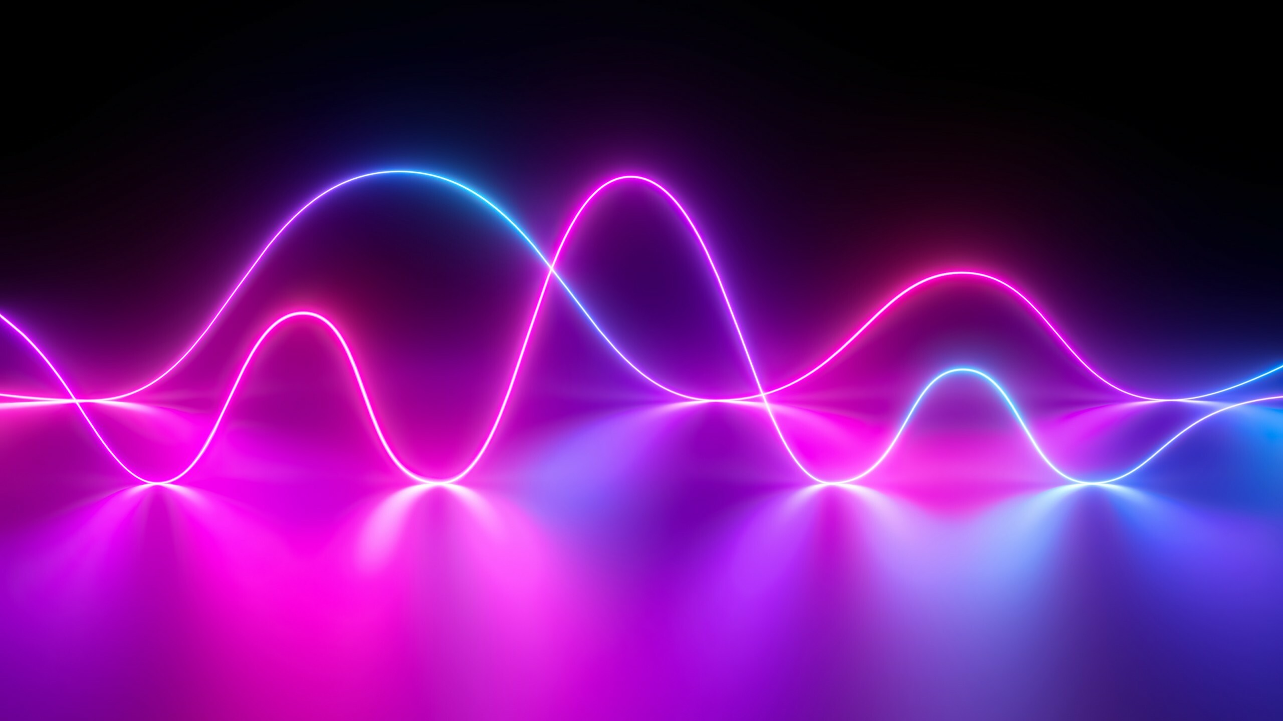 Waves, Neon Wallpaper, 2560x1440 HD Desktop