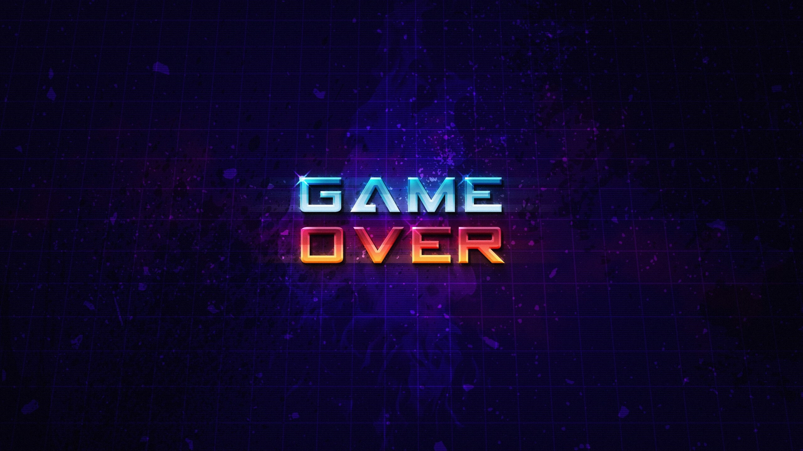 Game Over, Typographic art, 4K resolution, Digital wallpapers, 2560x1440 HD Desktop