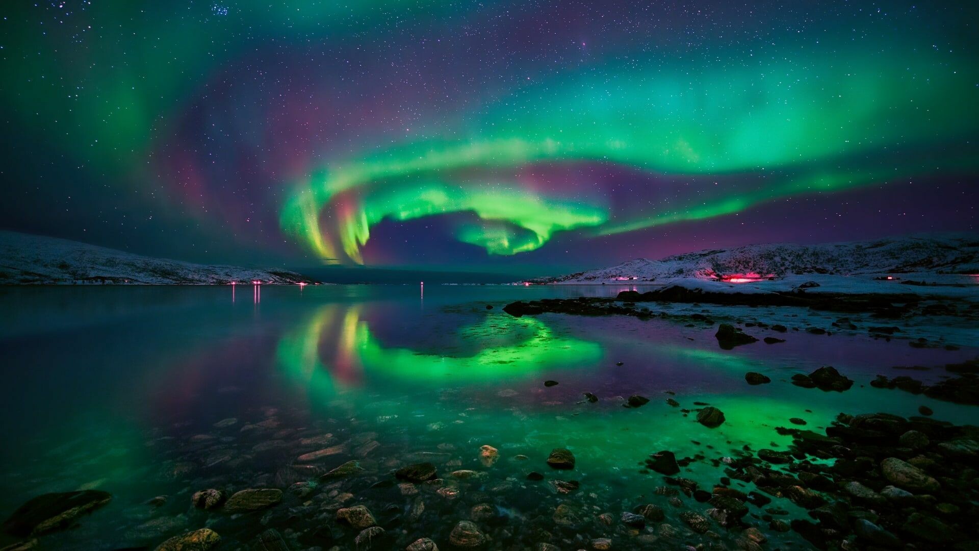 Night sky aurora borealis, Starry night, Northern lights, European elegance, 1920x1080 Full HD Desktop