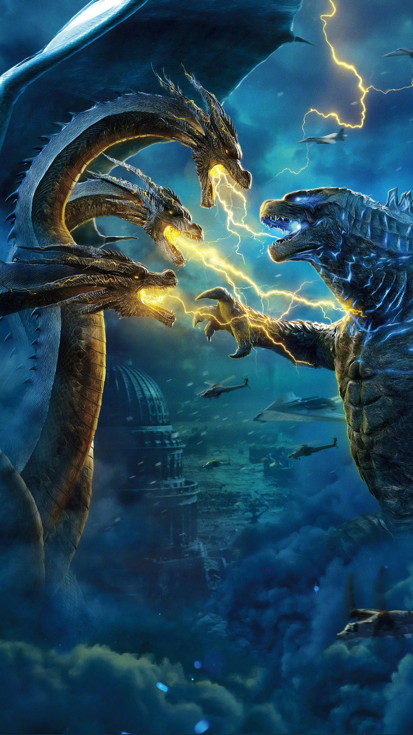 Godzilla vs King Ghidorah, Godzilla Wallpaper, 1440x2560 HD Phone