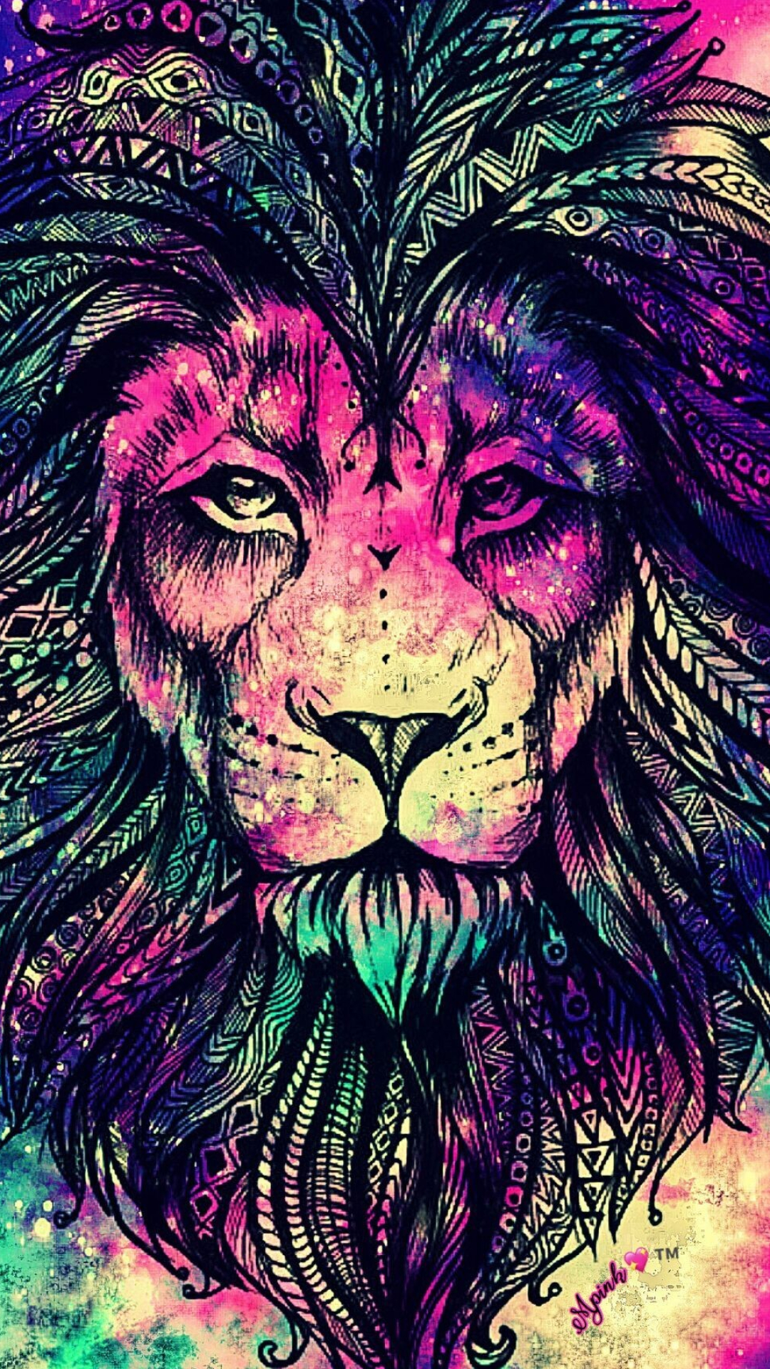 Tribal lion, Cultural artwork, Symbolic imagery, Traditional patterns, 1080x1920 Full HD Phone