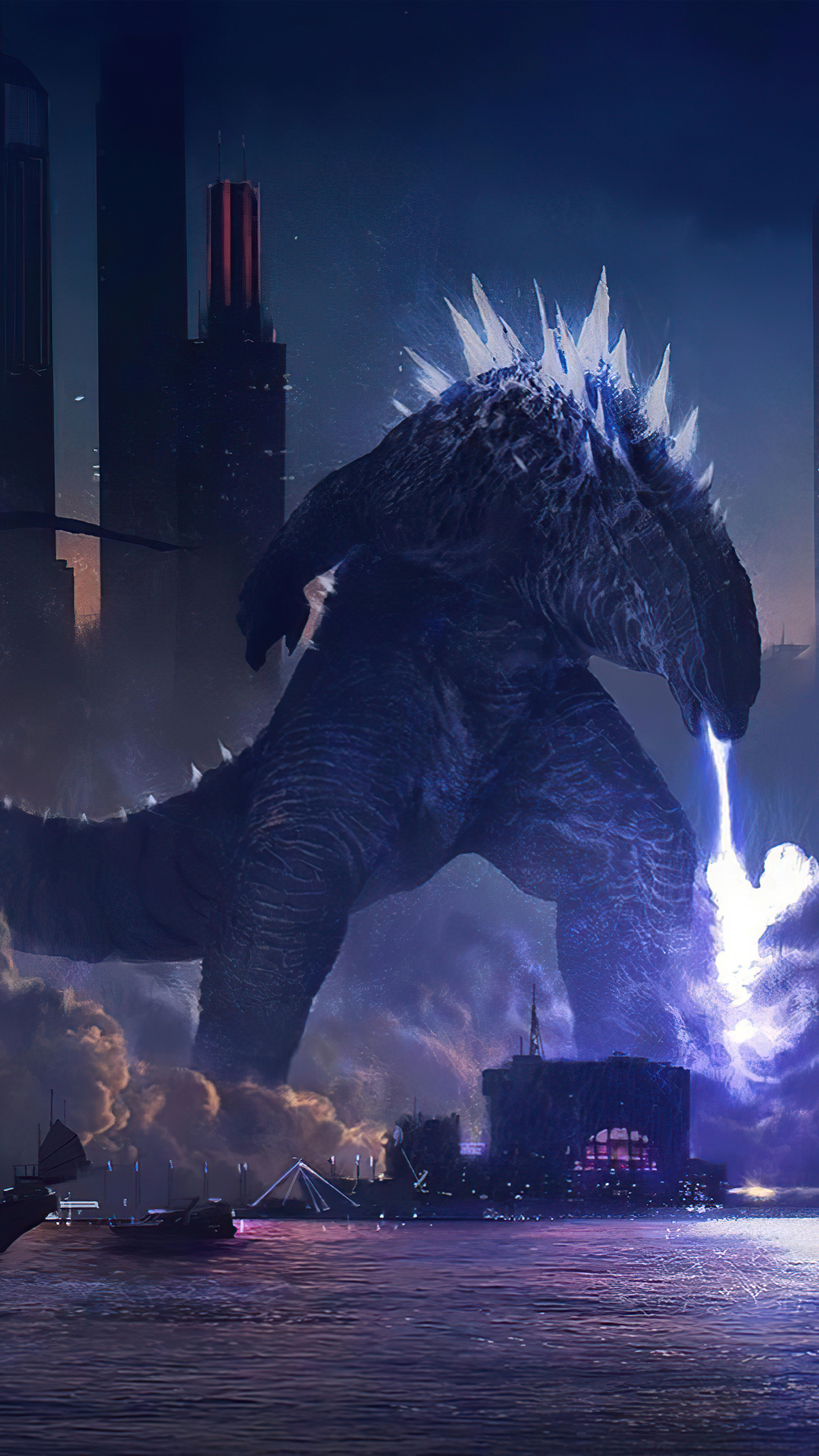 Godzilla vs Kong in city apocalypse, Sony Xperia wallpapers, 4K imagery, Intense battle, 2160x3840 4K Phone