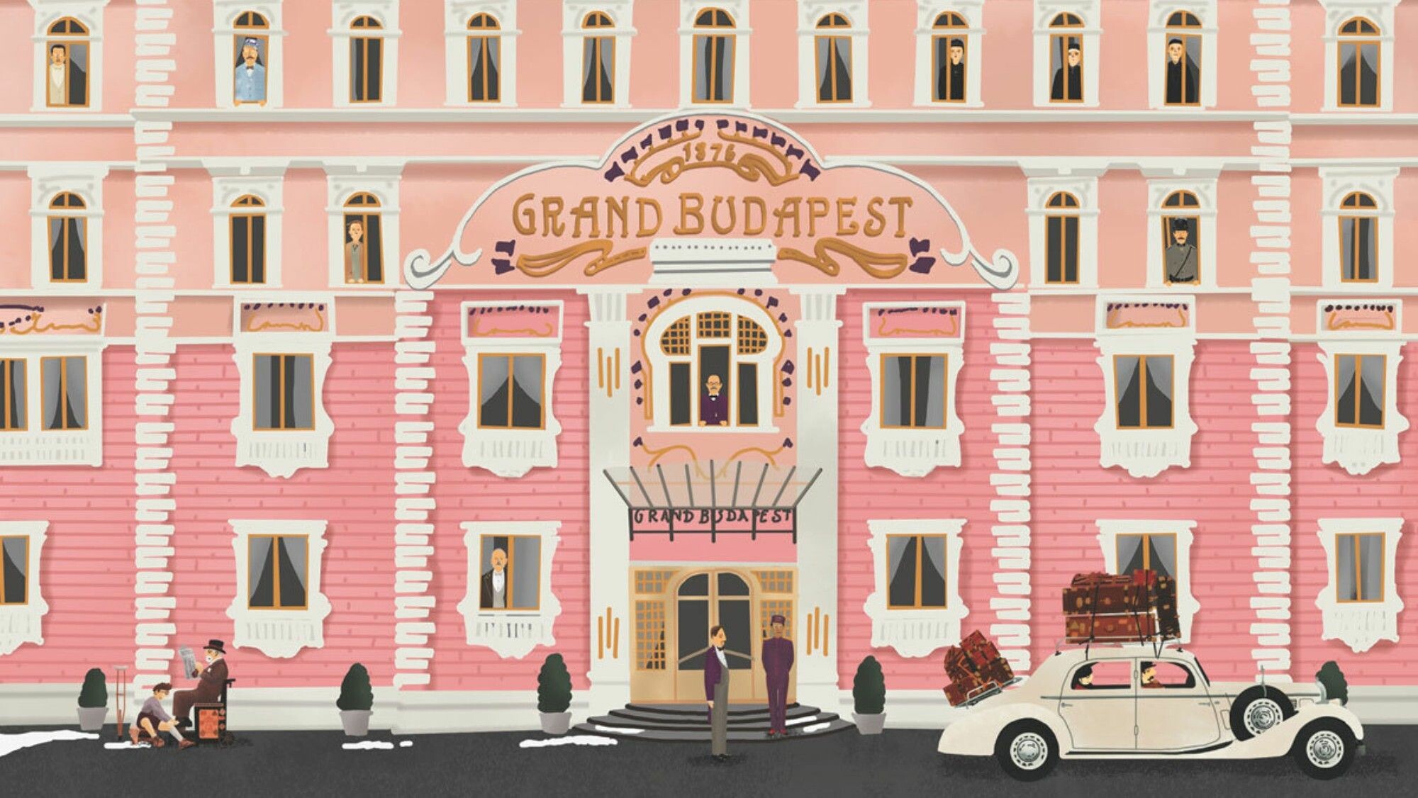 Behind the scenes, The Grand Budapest Hotel, Book desktop wallpaper art, Insider's view, 2000x1130 HD Desktop