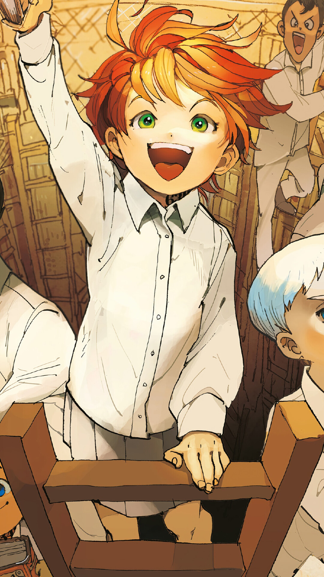 Promised Neverland wallpaper, Emma, Ray, Norman, Memorable moments, 1080x1920 Full HD Phone