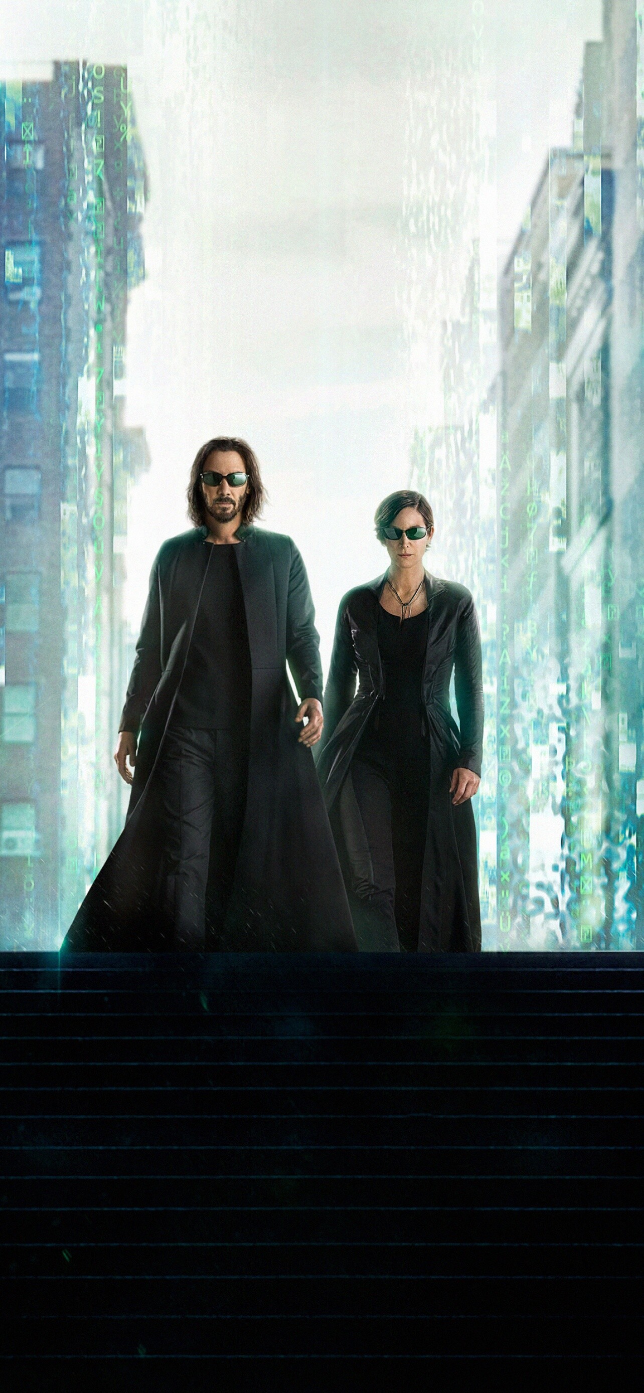 The Matrix Resurrections, 4k Wallpaper, Keanu Reeves, Carrie Anne Moss, 1290x2780 HD Phone