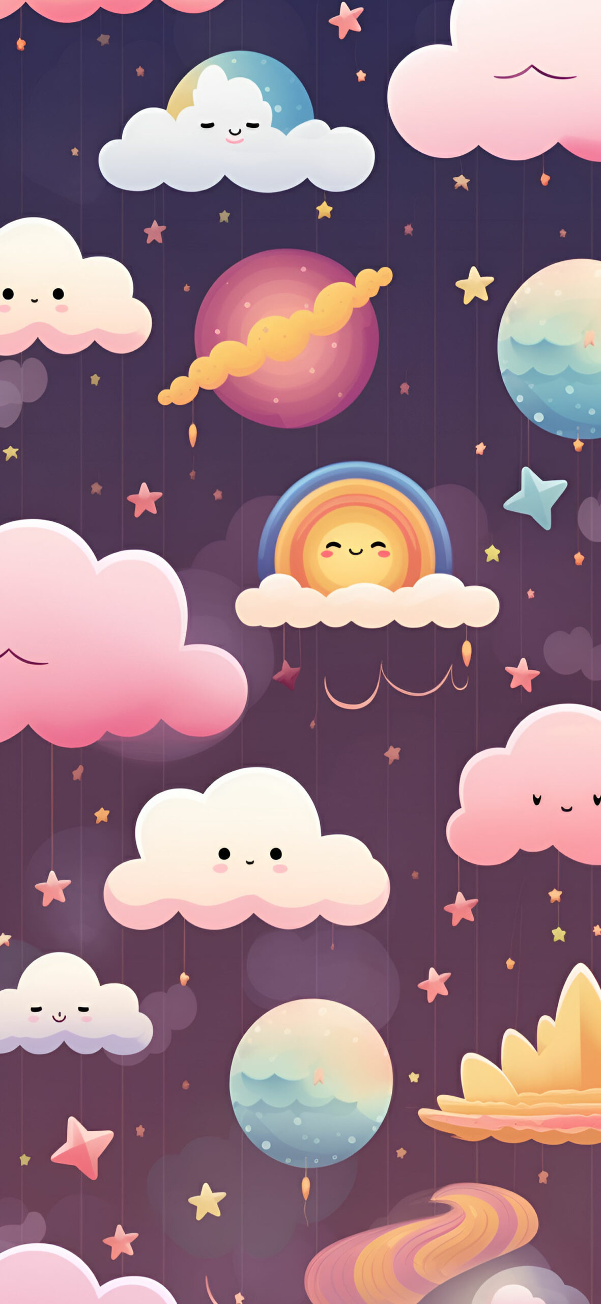 Clouds and Planets, Cute Backgrounds Wallpaper, 1190x2560 HD Phone