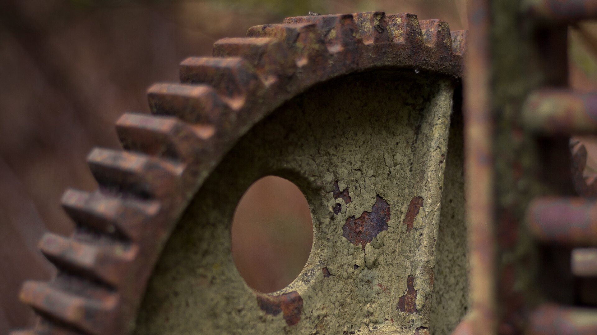 Old rusty gear, Mechanical parts, Vintage charm, Weathered texture, 1920x1080 Full HD Desktop